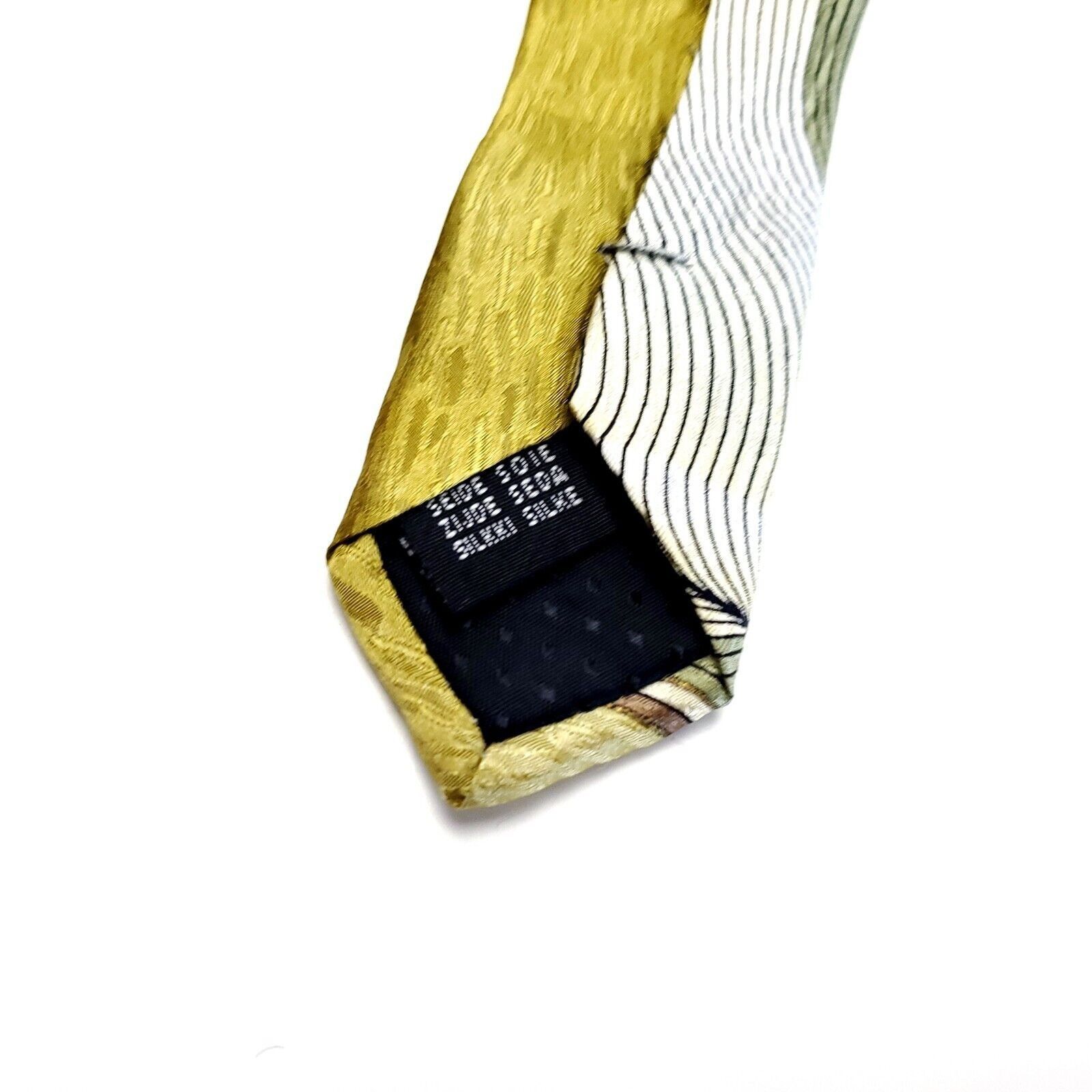 Designer Daniel Craig Yellow Ribbon Abstract Print Silk Tie Size ONE SIZE - 4 Thumbnail