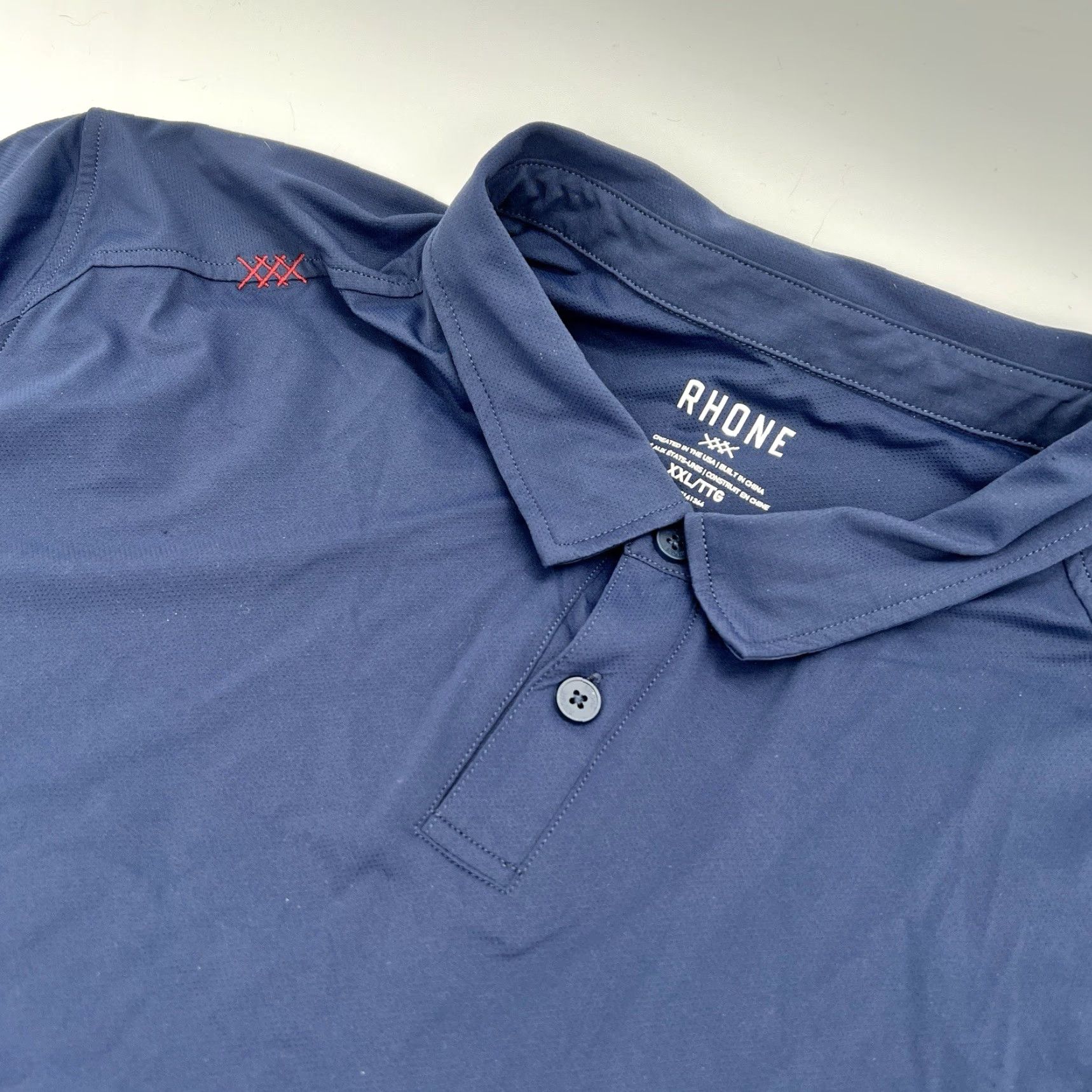 Rhone Rhone Polo Shirt Mens XXL Navy Blue Stretch Casual Preppy Golf Shirt Size US XXL / EU 58 / 5 - 4 Thumbnail