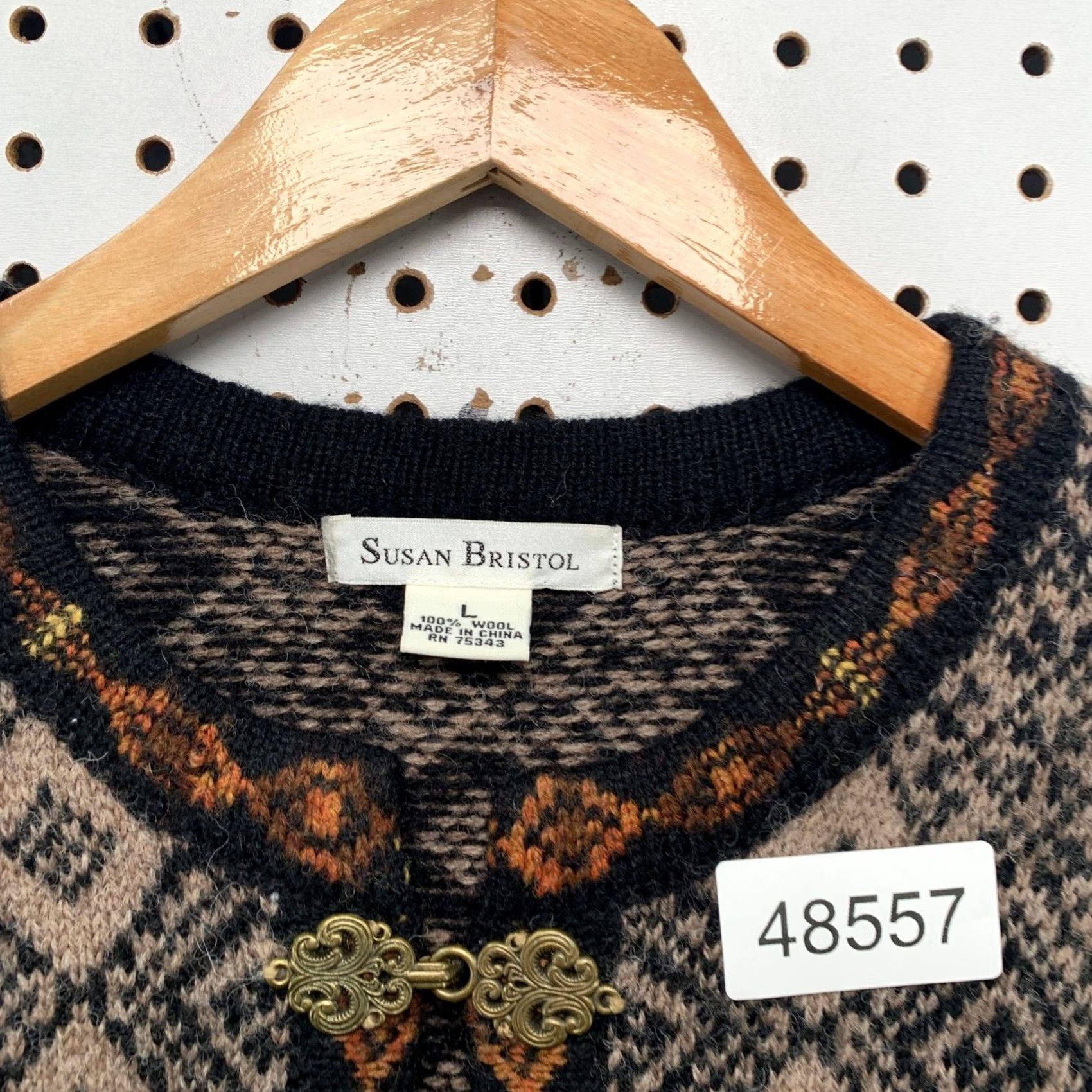 Vintage VINTAGE Susan Bristol Cardigan Sweater Womens Large Brown 90s Wool Metal Toggle Cardigan Womens Large Brown 90s Wool Metal Toggle Size L / US 10 / IT 46 - 3 Thumbnail