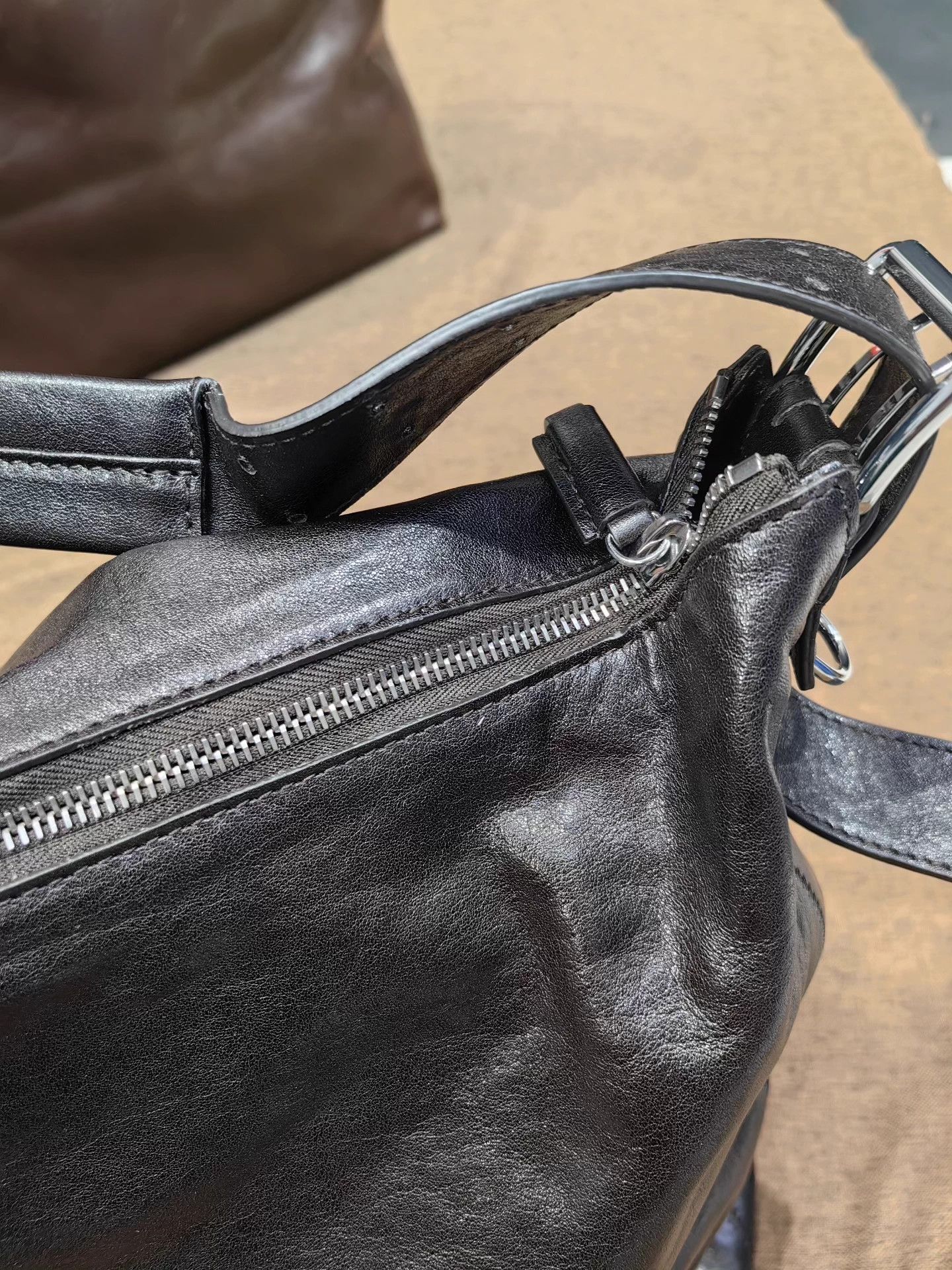 Lemaire LEMAIRE Dark Brown/Burgundy Double Zipper Crossbody Bag Size ONE SIZE - 8 Thumbnail