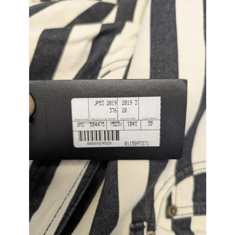Saint Laurent Paris o1rshd1 Fold Bespoke Stripe Straight Denim Jeans Black/White Size US 30 / EU 46 - 22 Thumbnail