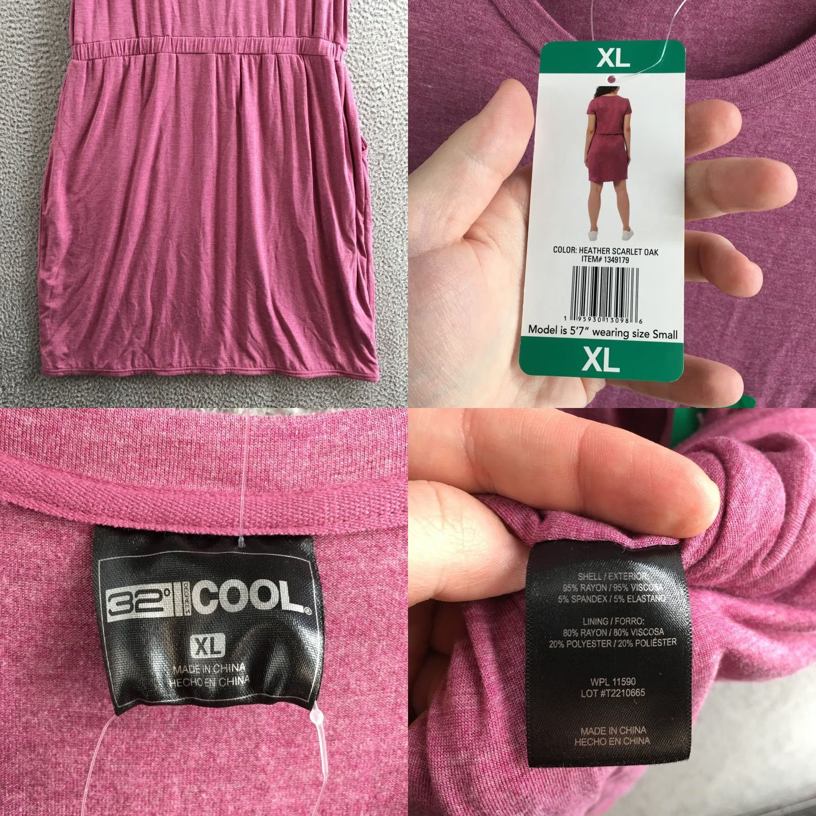 Vintage 32 Degrees Cool T Shirt Dress Womens XL Maroon Floral Pullover Short Sleeve NEW Size XL / US 12-14 / IT 48-50 - 9 Thumbnail