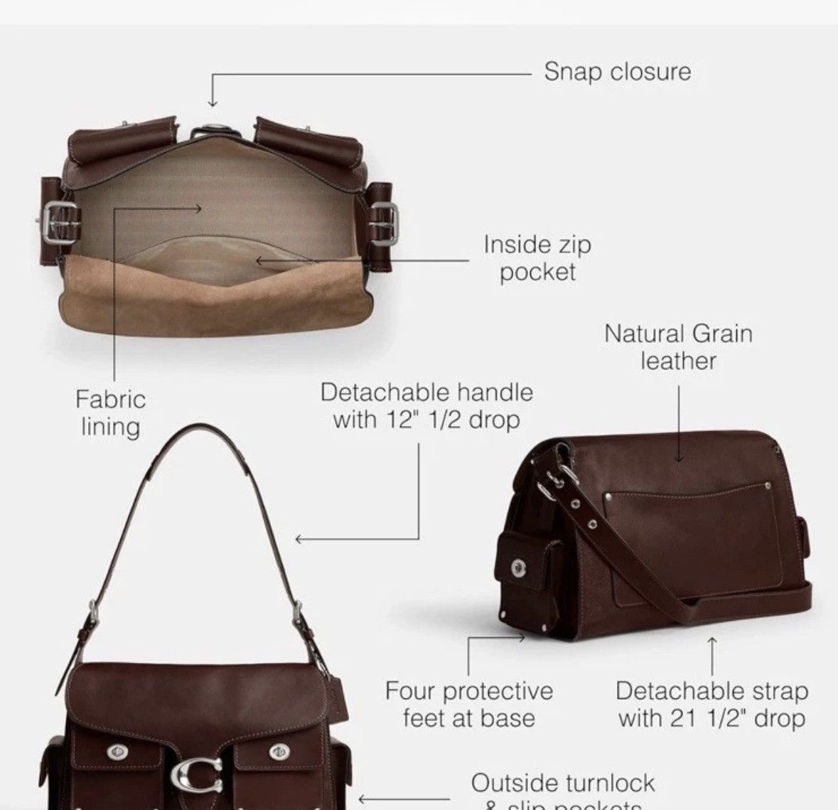 Coach Coach Cargo Western Turn-Lock Soft Tabby Shoulder Bag Maple Size ONE SIZE - 6 Thumbnail