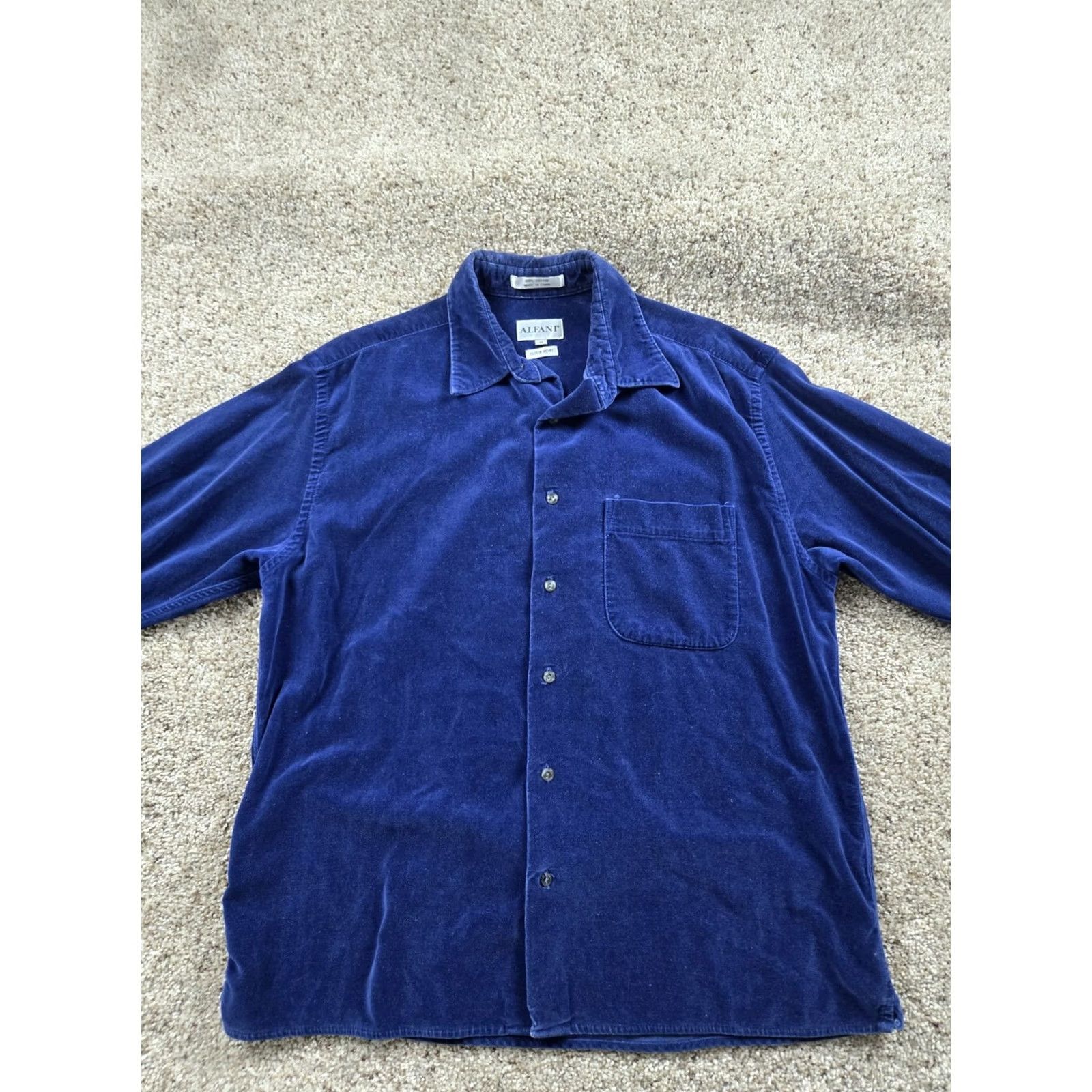 Alfani VINTAGE Alfani Shirt Mens Medium Blue Velvet Cotton Long Sleeve Button Up 90s Size US M / EU 48-50 / 2 - 5 Thumbnail