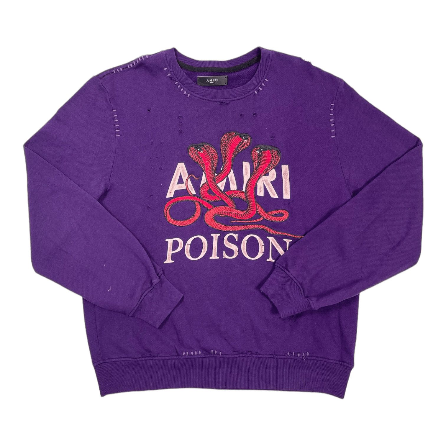Amiri Amiri Poison Distressed Crewneck Sweatshirt Purple Size US M / EU 48-50 / 2 - 1 Thumbnail