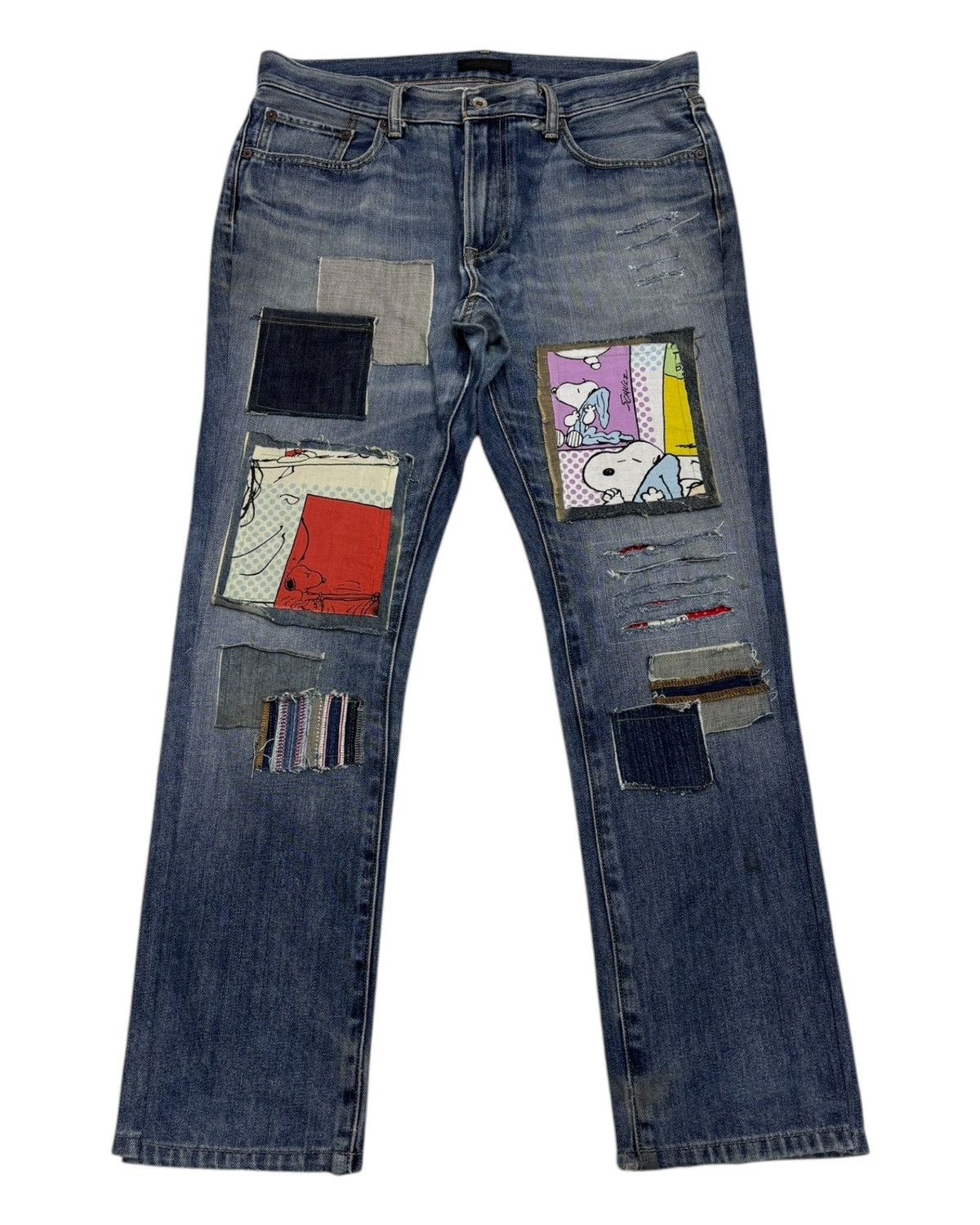 Kapital × Undercover × Uniqlo VINTAGE UNIQLO CUSTOM PATCHES DISTRESSED DENIM JEAN JAPAN Size US 35 - 1 Thumbnail