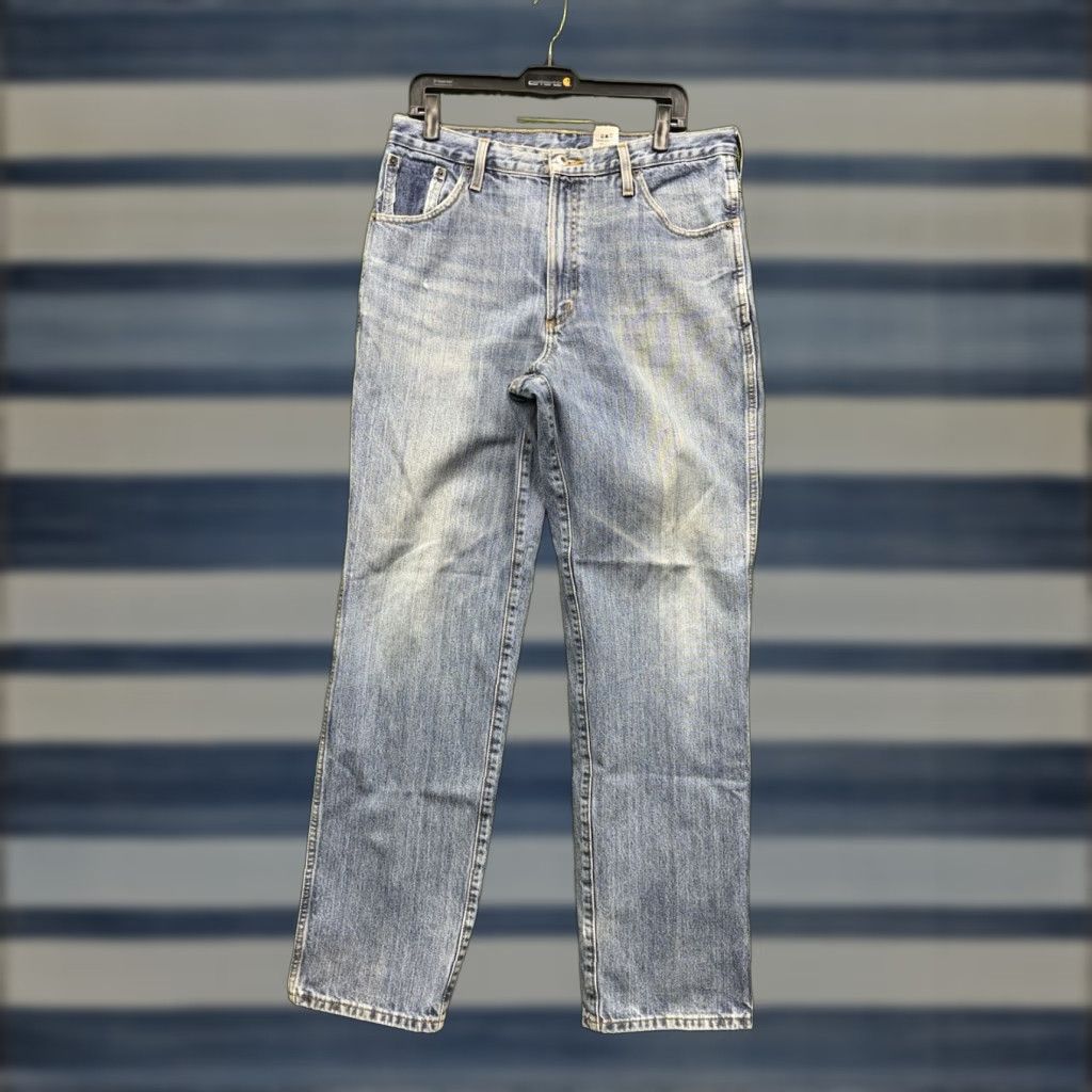 Vintage Cinch Jeans Mens 35x34 Relaxed Fit Boot Blue Brown Label Denim #0799 Workwear Jeans Size US 35 - 1 Thumbnail