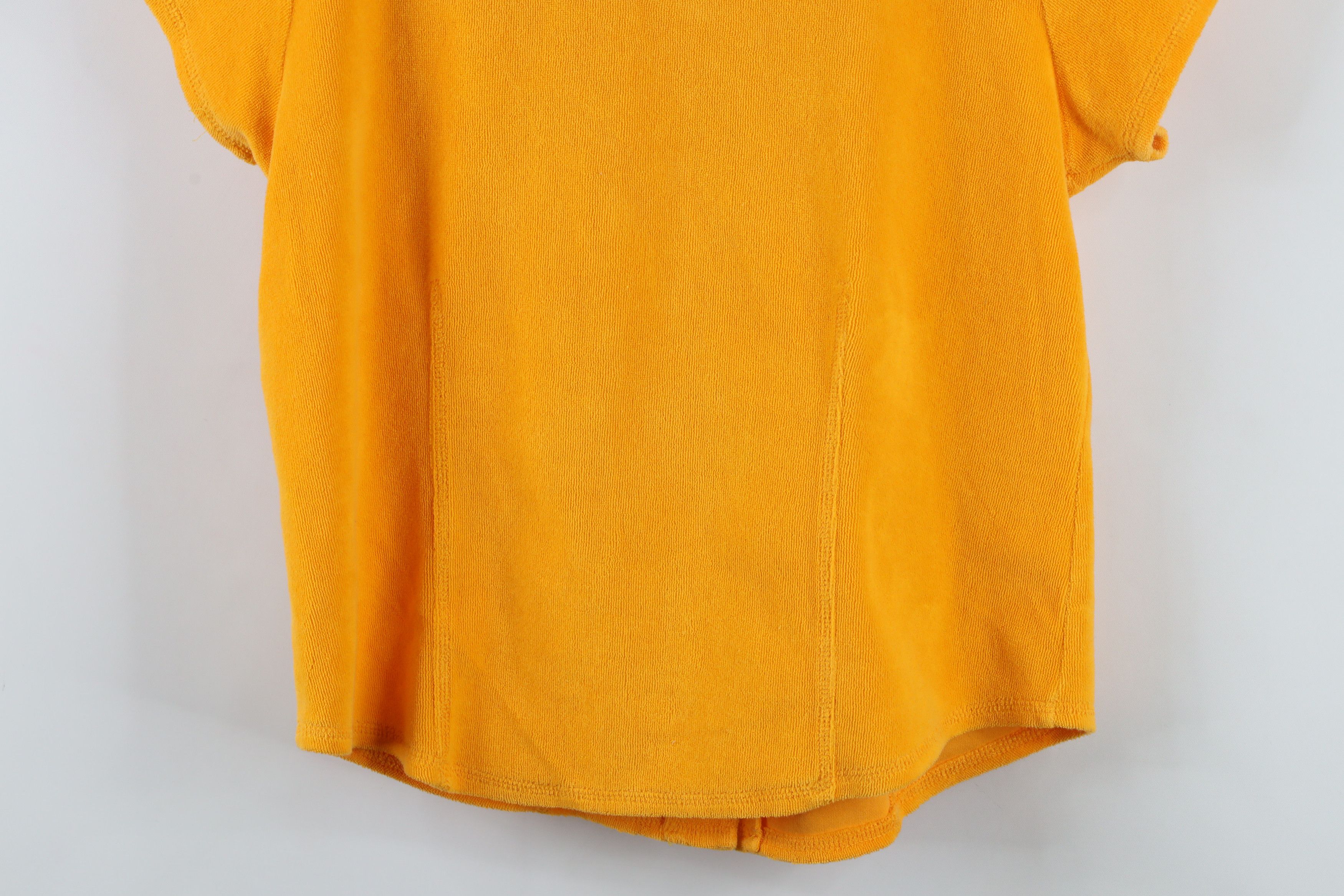 Vintage Vintage 90s Y2K Terry Cloth Cropped Button Shirt Yellow Size M / US 6-8 / IT 42-44 - 8 Thumbnail
