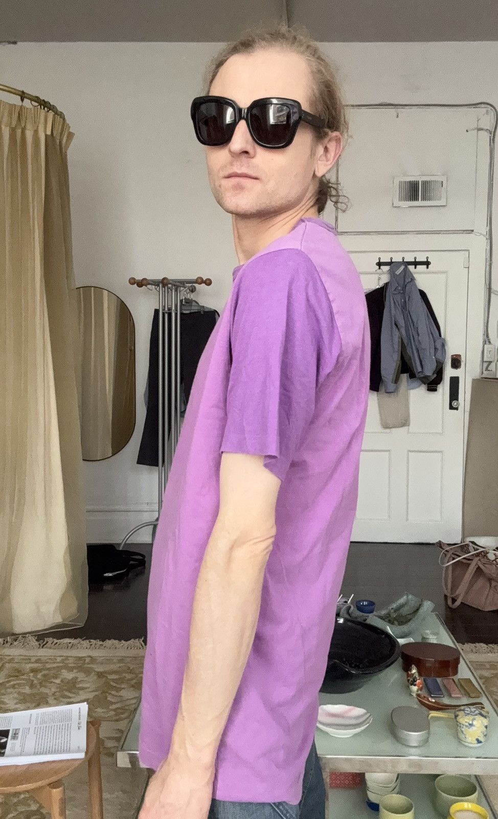 Yohji Yamamoto Yohji Yamamoto Y’s for Men SS02 Two Tone Purple T Shirt Size US L / EU 52-54 / 3 - 5 Thumbnail