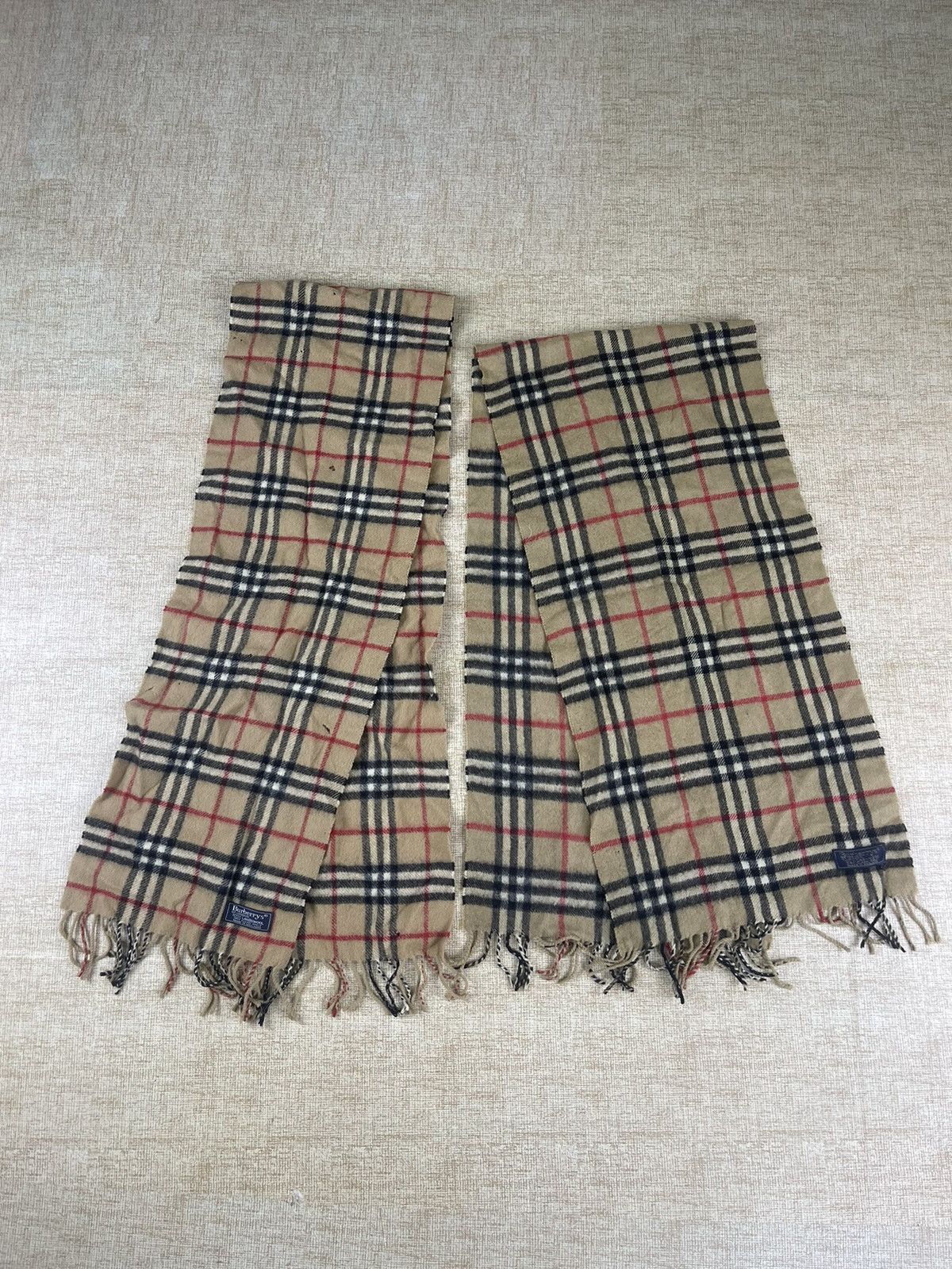 Pre-owned Burberry X Vintage Burberrys Cashmere Scarf / Muffler / Neckwear In Brown Check