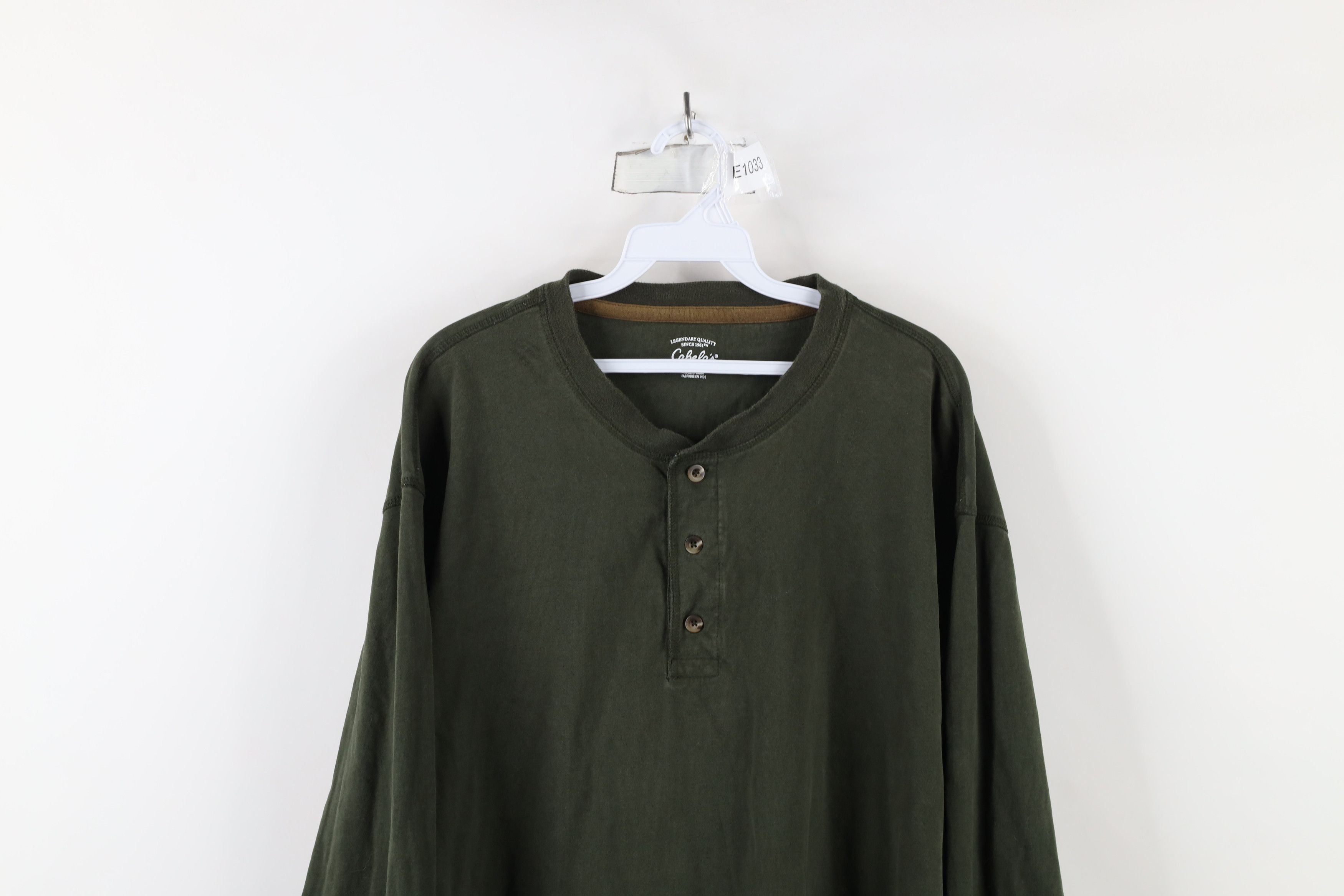 Cabelas × Vintage Vintage Cabelas Blank Heavyweight Long Sleeve Henley T-Shirt Size US XXL / EU 58 / 5 - 2 Thumbnail