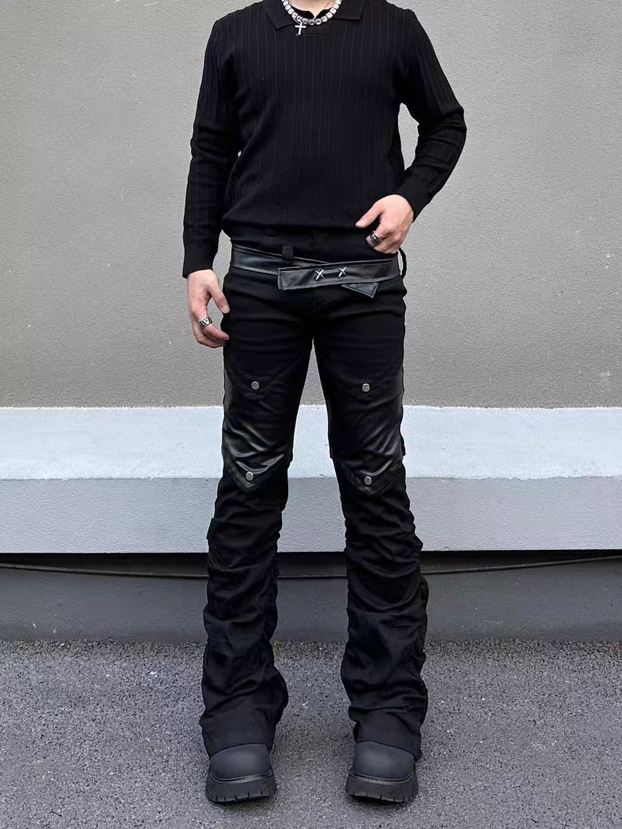 Black flared street jeans