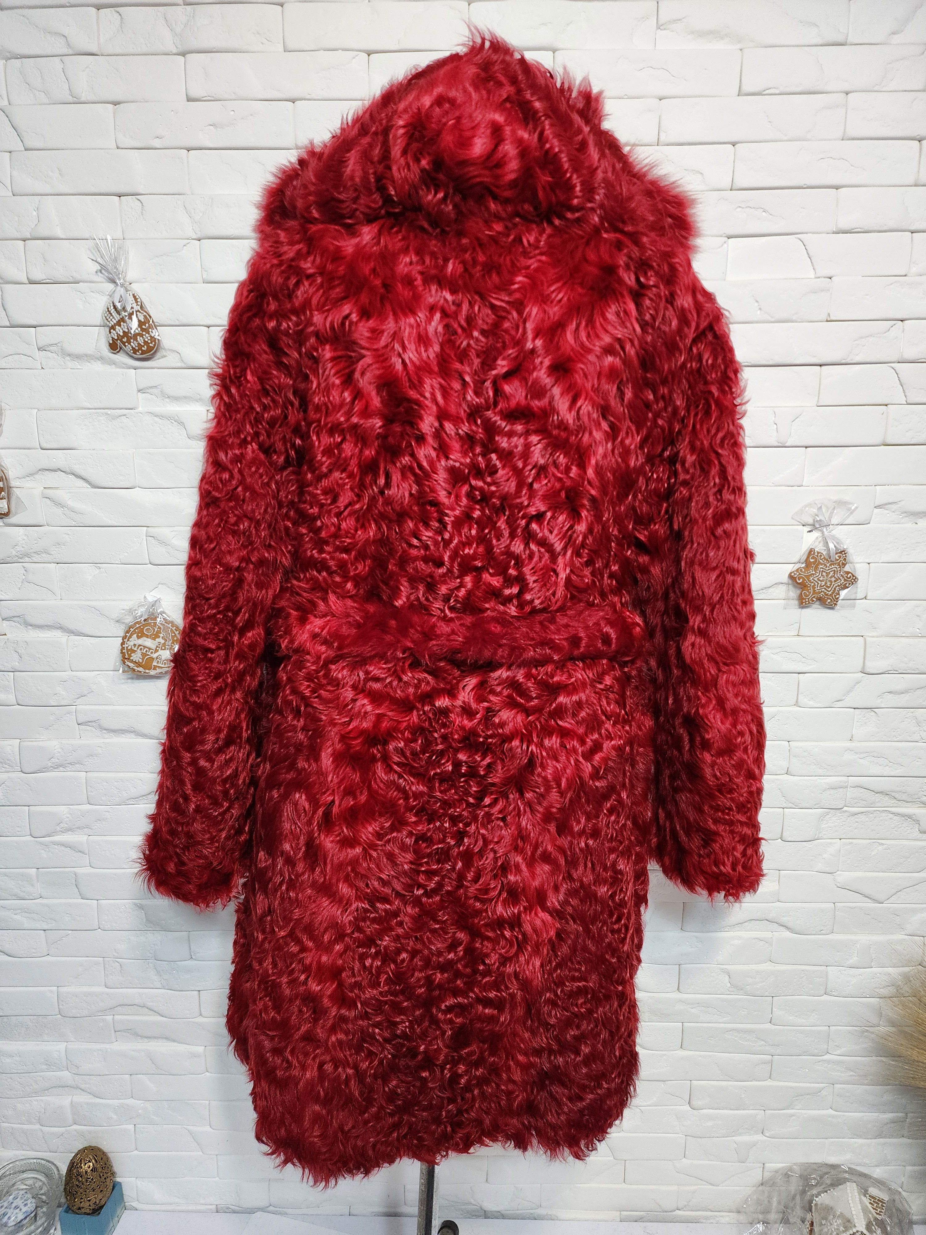 Uniqlo Stylish Women's Fur Coat. Warm Burgundy Hooded Coat. Size L / US 10 / IT 46 - 5 Thumbnail