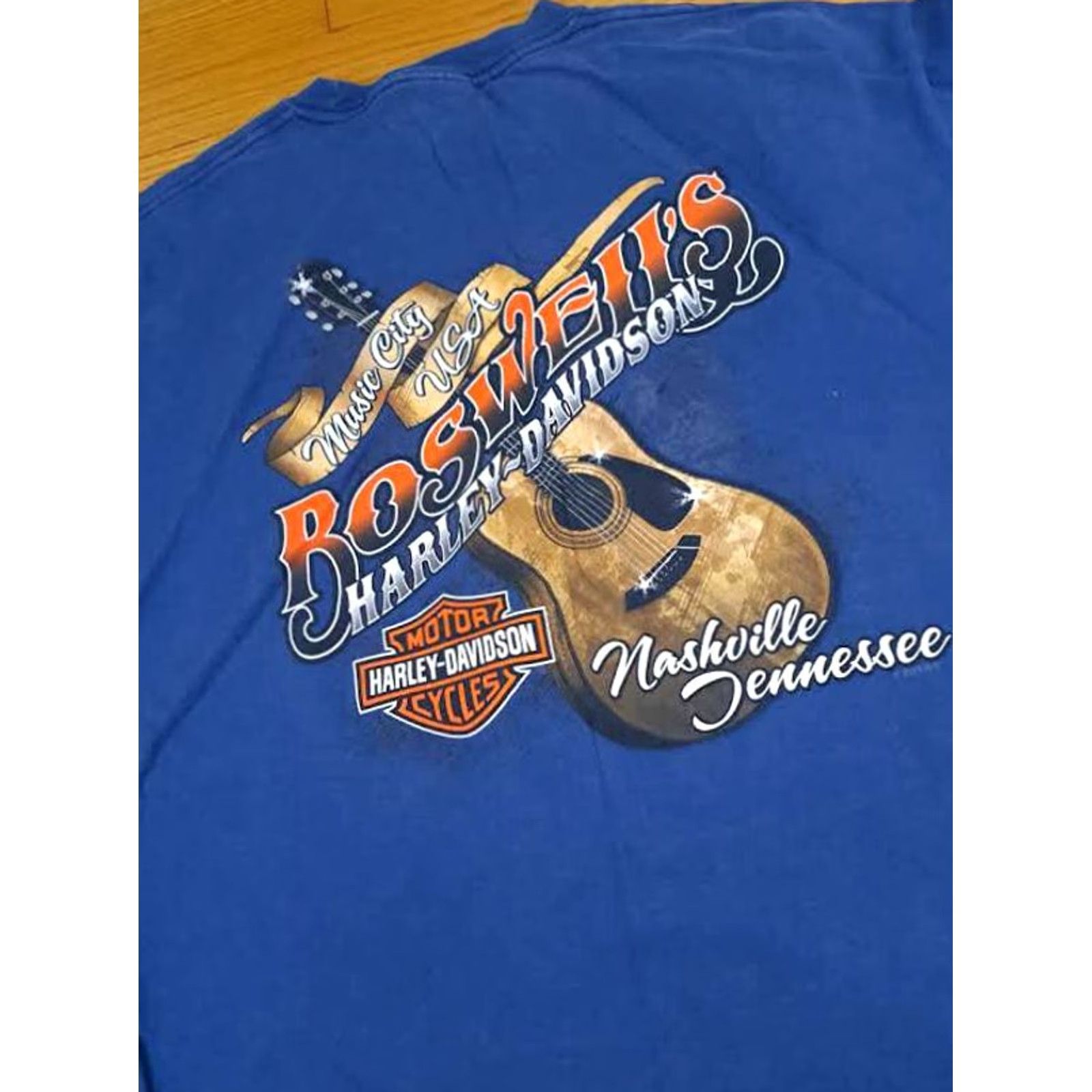 Harley Davidson Harley-Davidson T-Shirt XL Blue Nashville Music City 2010 Short Sleeve Men Cotton Size US XL / EU 56 / 4 - 2 Thumbnail