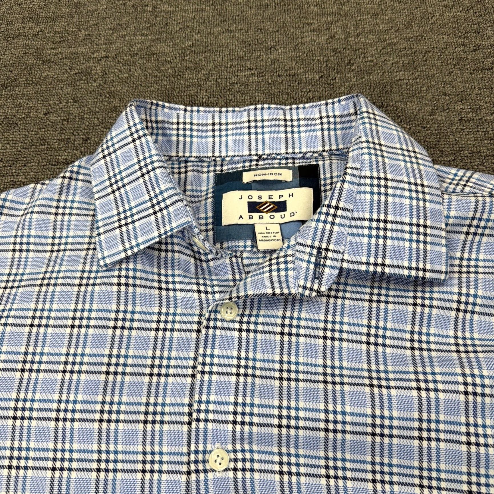Joseph Abboud Joseph Abboud Shirt Mens Large Blue Check Non-Iron Dress Button Up Long Sleeve Size 42R - 2 Thumbnail