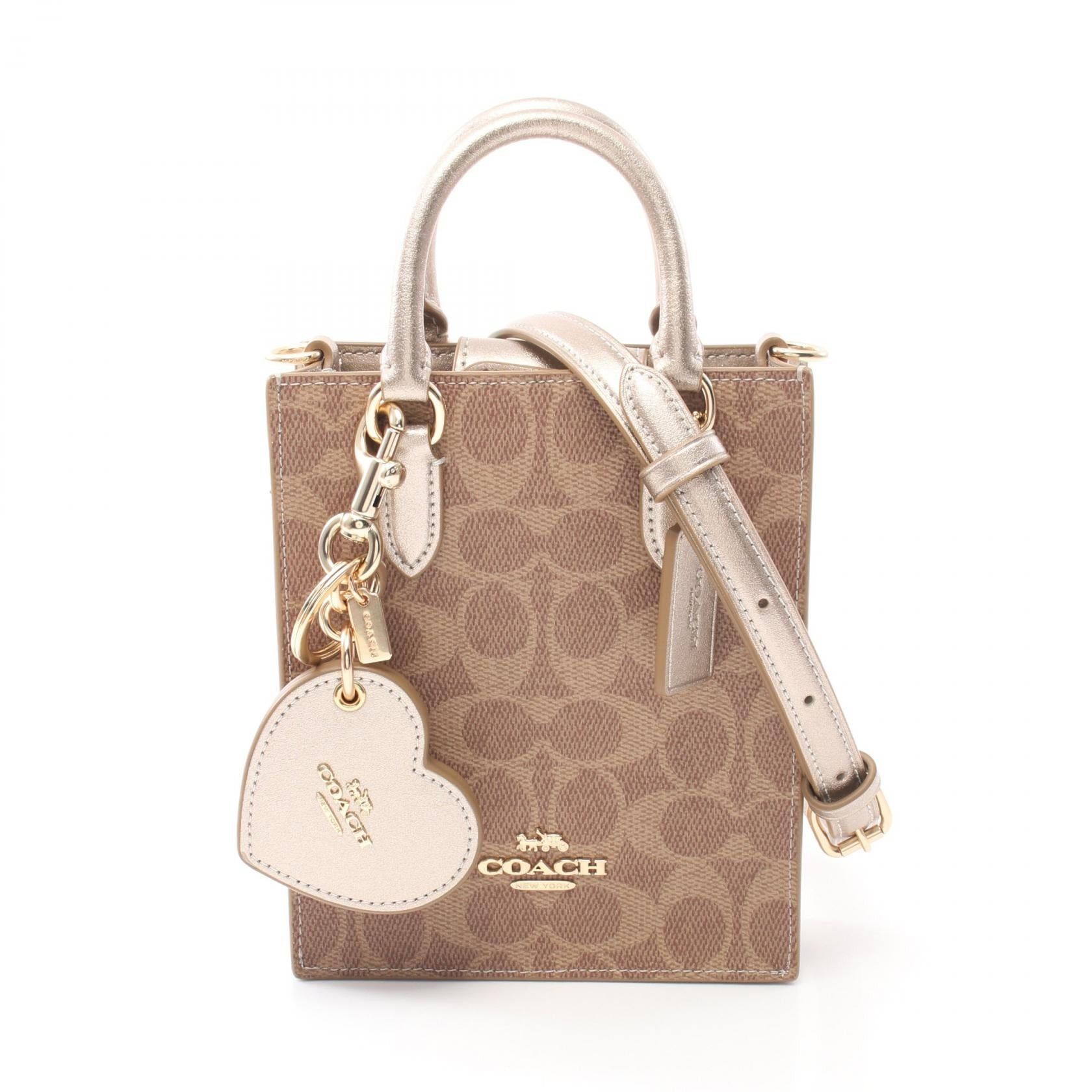 Coach Coach Signature Handbag Coated Canvas Leather Brown Gold Size ONE SIZE - 1 Thumbnail