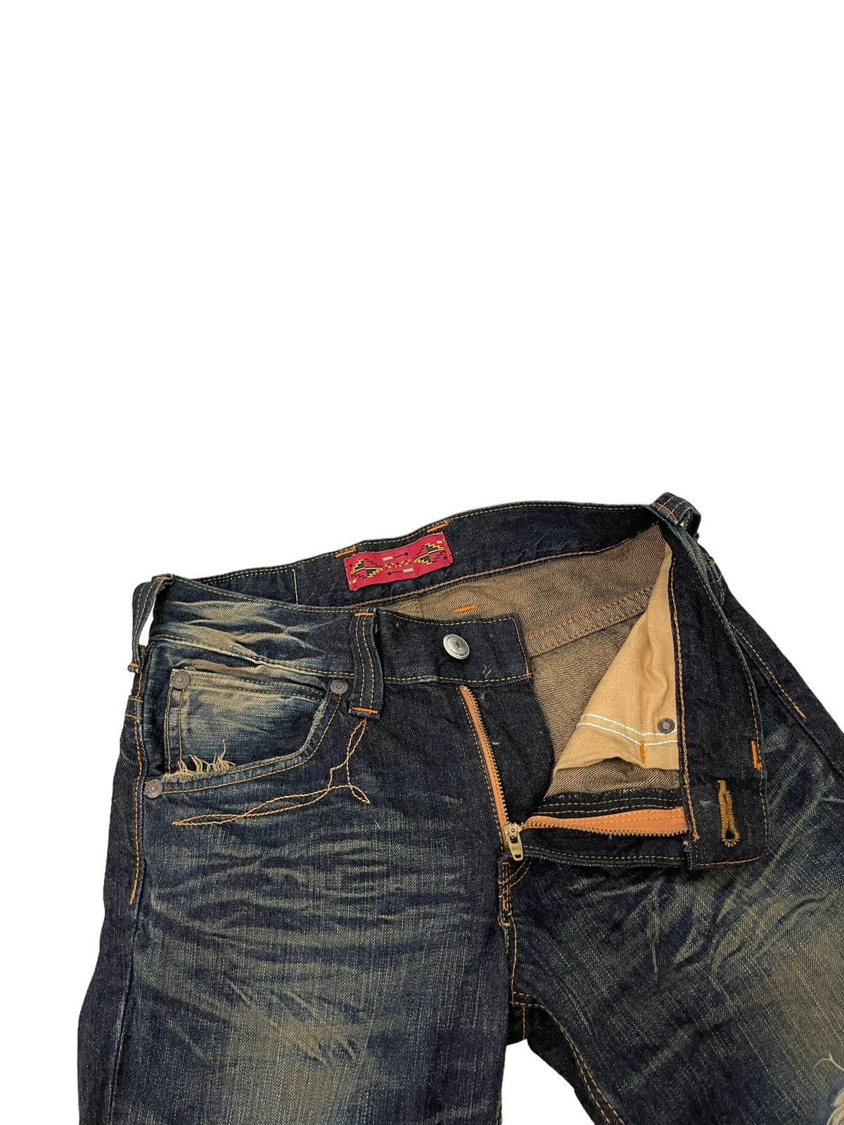 Japanese Brand Flare Jeans Edwin Japan Distress Boot Cut 7🟦3 Size US 31 - 10 Thumbnail