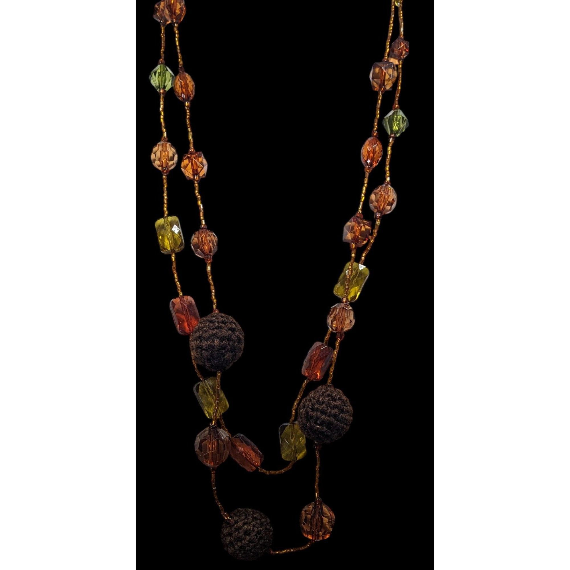 Other Vintage 70s Hippie Earth Tone Acrylic And Crochet Beaded Nec Size ONE SIZE - 4 Thumbnail