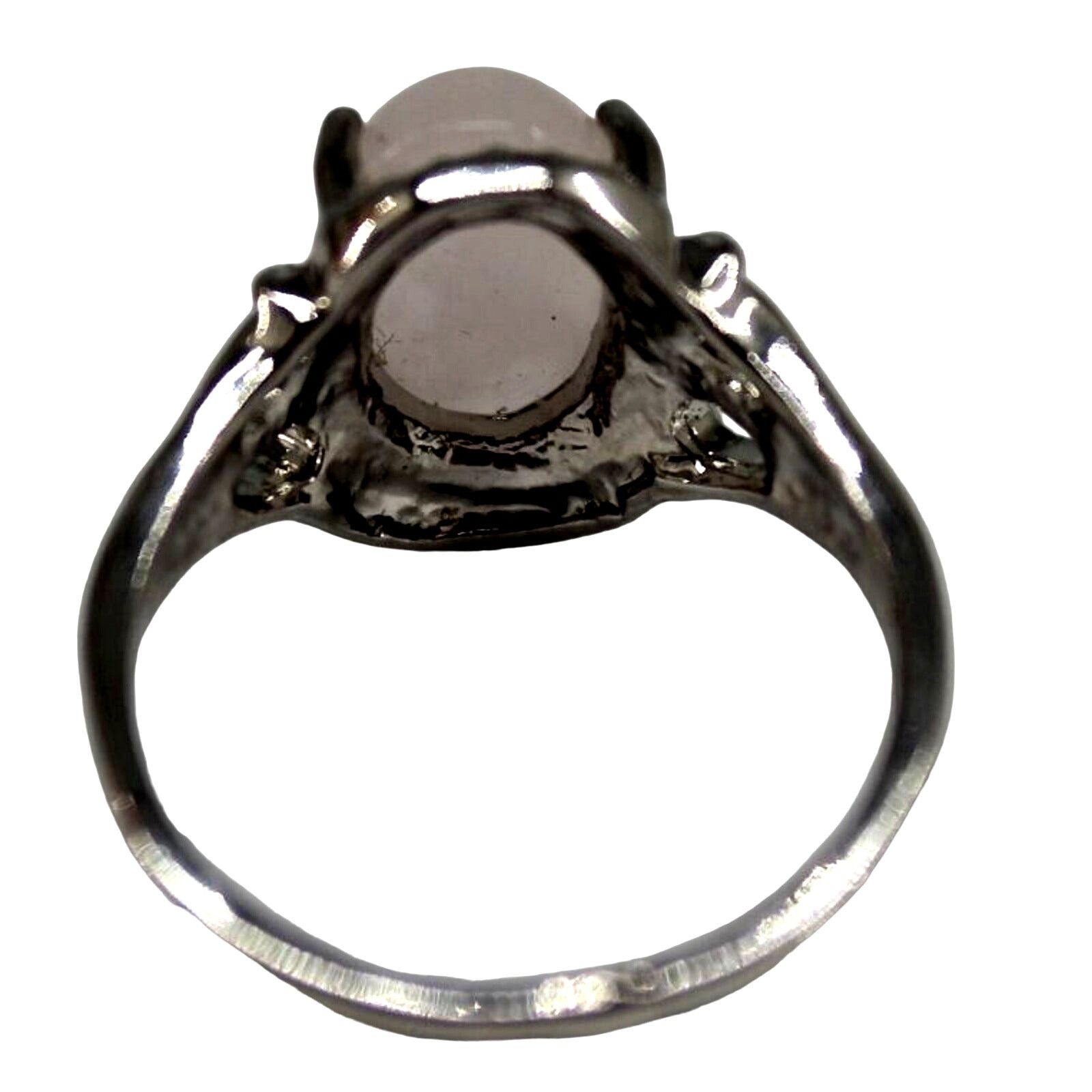 Other Natural White Nephrite Stone Ring Silvertone Prong Set Sz 10 Size ONE SIZE - 3 Thumbnail