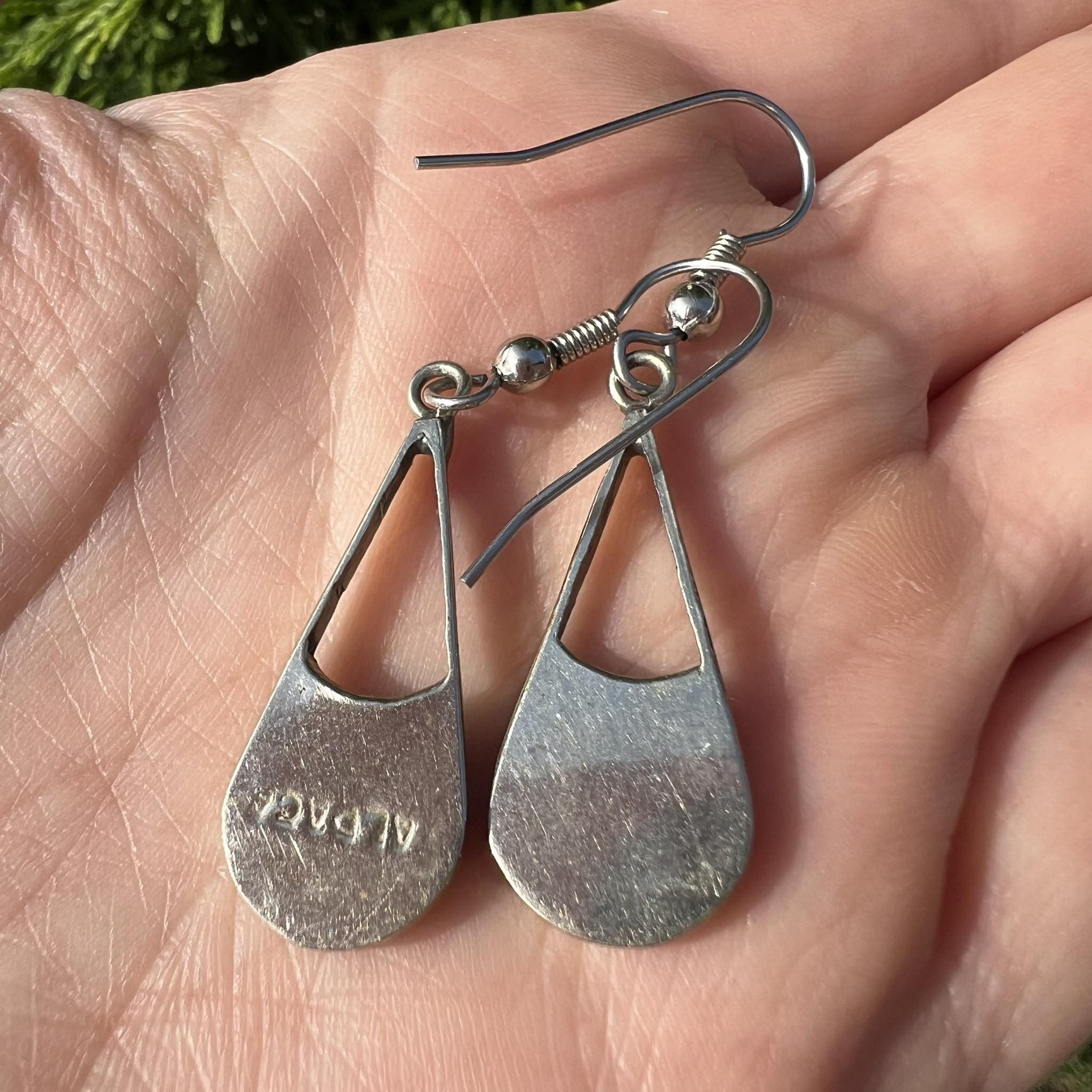 Jewelry Vintage Sterling Silver 925 Earrings Shell Nacre Mexico 3gr Size ONE SIZE - 3 Thumbnail