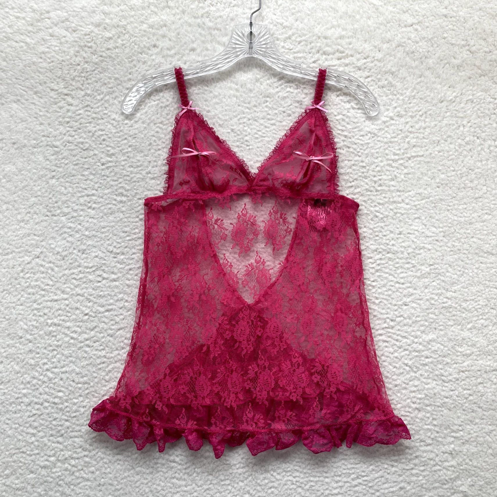 Victoria's Secret VINTAGE Victoria's Secret Slip Dress M Pink Lace Sheer Nipple Slit Sexy Size M / US 6-8 / IT 42-44 - 2 Thumbnail