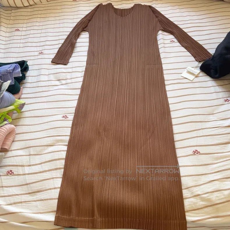 Issey Miyake Issey Miyake Brown Dress Size L / US 10 / IT 46 - 1 Thumbnail