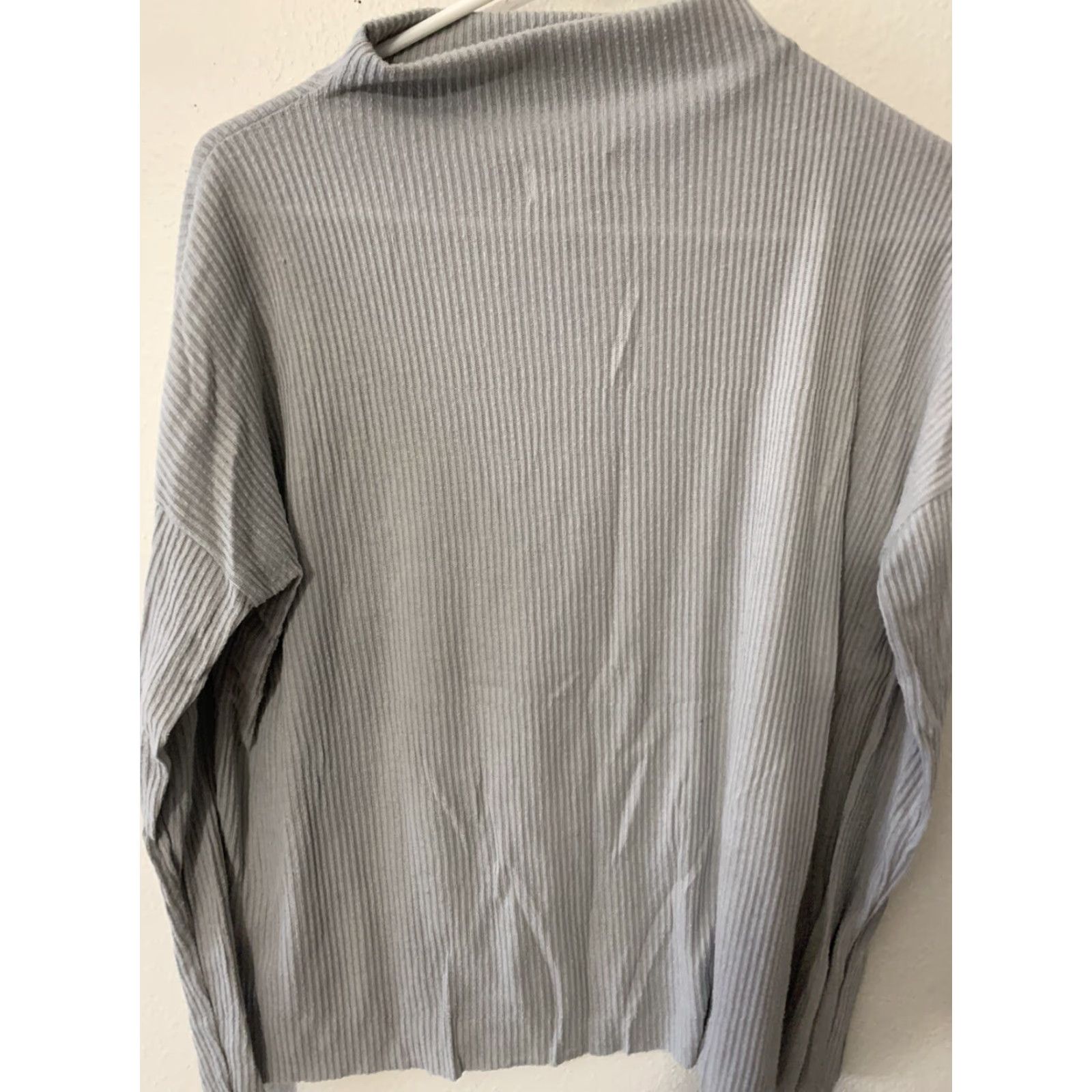 Lucky Brand VINTAGE Lucky Brand Sweater Shirt Womens M Grey High Low Turtleneck Ribbed Mock Winter Size M / US 6-8 / IT 42-44 - 3 Thumbnail