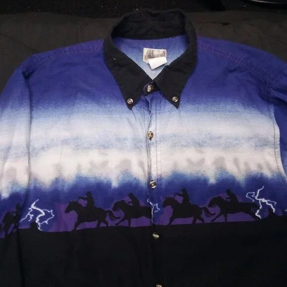 Vintage Vintage Express Rider Storm Cowboys Horseback Button Shirt Size US L / EU 52-54 / 3 - 1 Thumbnail
