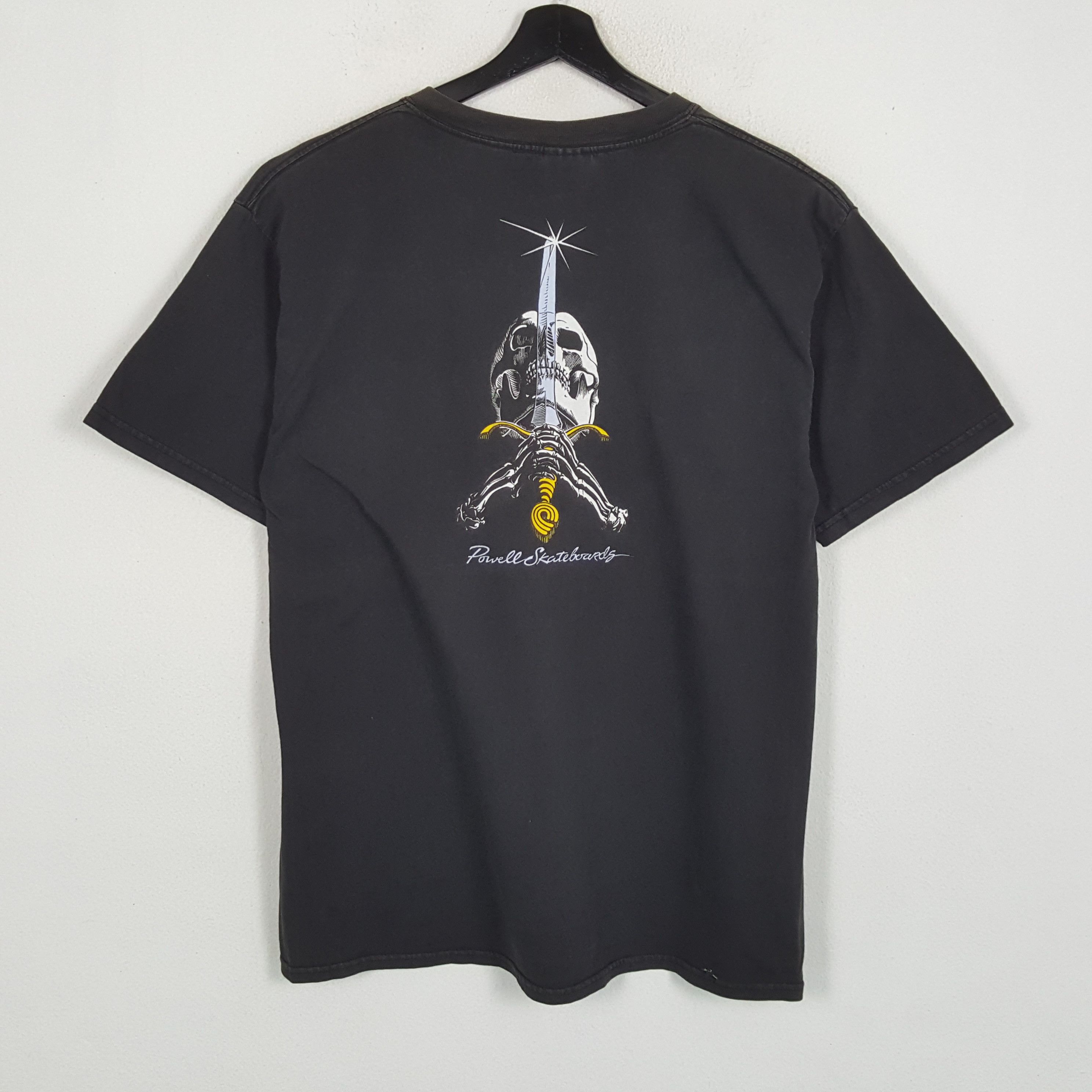 image of Powell Peralta x Skategang Powell Skateboards Back Print Design Vintage Tshirt in Black (Size Large