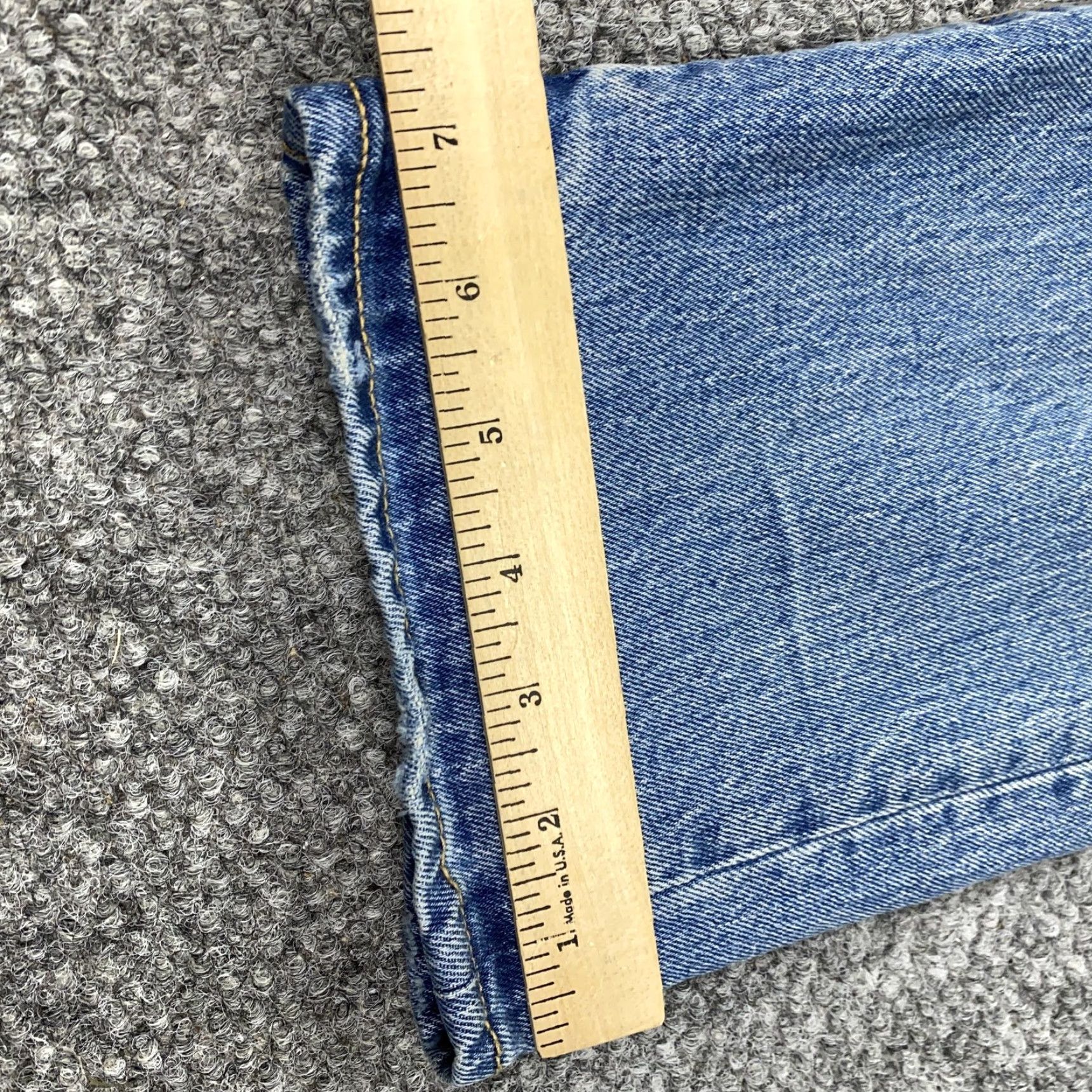 Gap GAP Cone Denim Jeans Mens 38x30 Blue Slim Straight Light Destroyed Distressed 5-Pocket Zip Fly Mens 38 Regular Inseam 30 Leather Patch (GAP 1969) Size US 38 / EU 54 - 6 Thumbnail