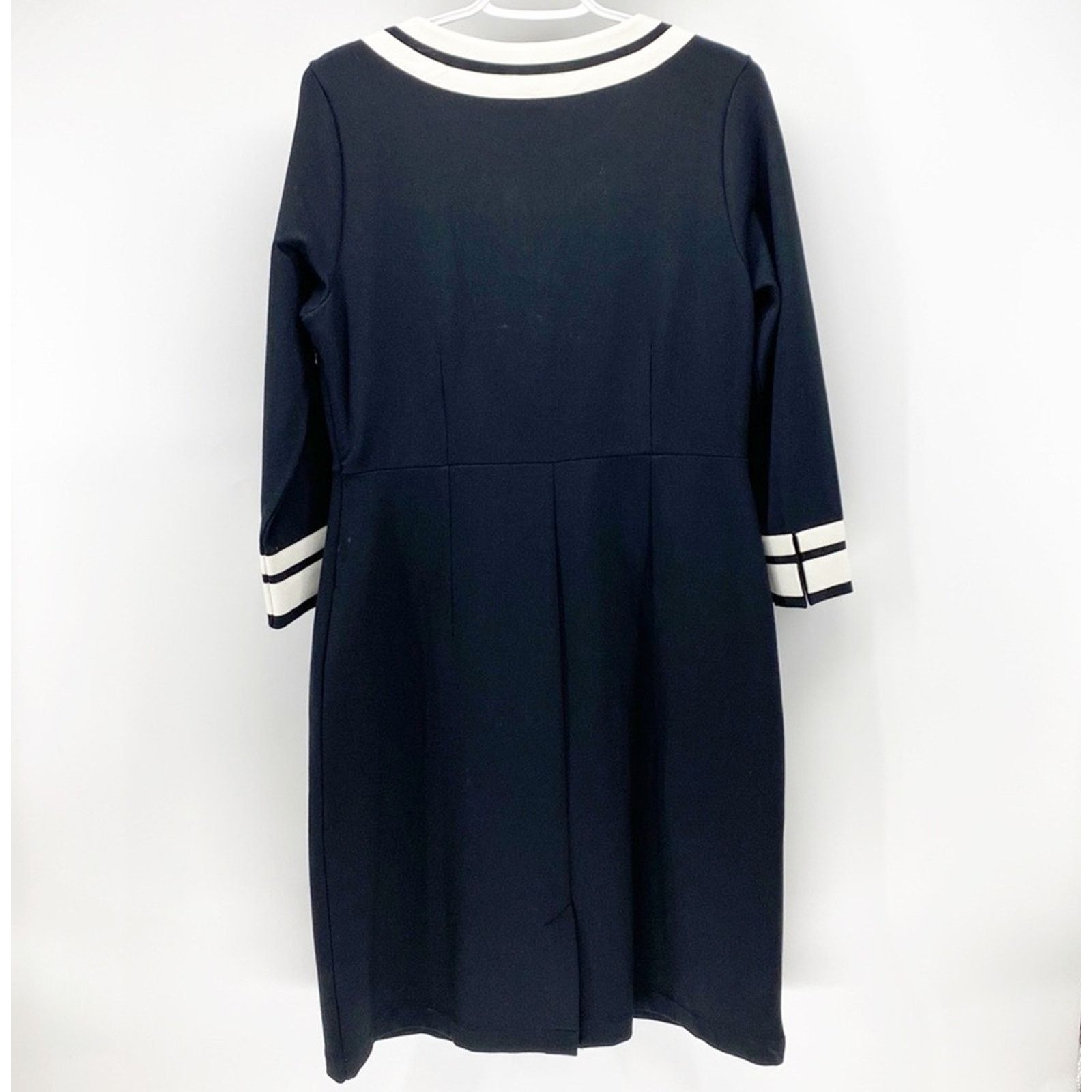 Lands' End Lands End Ponte Dress Black White trim Pockets 3/4 Sleeve Size L / US 10 / IT 46 - 2 Thumbnail