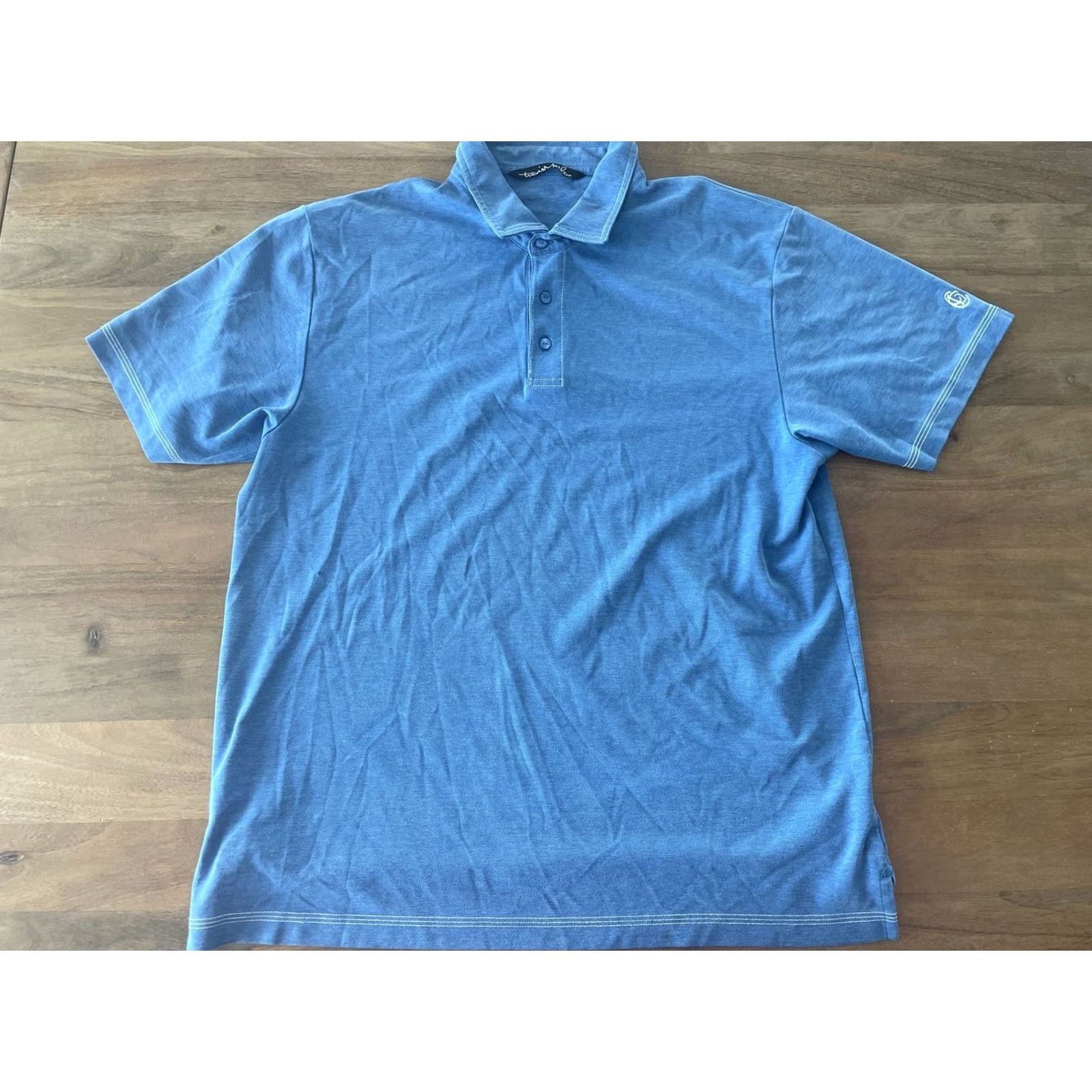 TravisMathew Travis Mathew Polo Shirt Mens XL Blue Pima Cotton Performance Casual Golf Outdoor Preppy Logo Button Knit Short Sleeve Size US XL / EU 56 / 4 - 2 Thumbnail