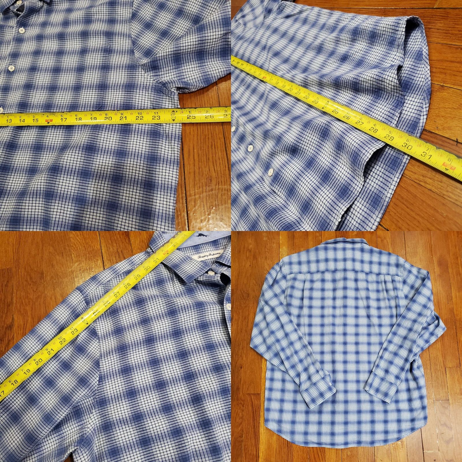 Tommy Bahama Tommy Bahama Shirt Mens XL Blue Check Silk Stretch Long Sleeve Button Front - Button-Down Collar - Regular Fit Size US XL / EU 56 / 4 - 8 Thumbnail
