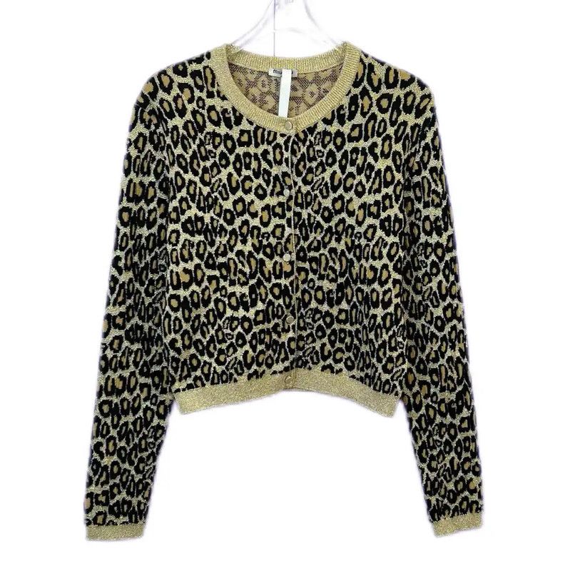 Miu Miu Miu Miu Animal Print Short Sleeve Cardigan 0089 Size XS / US 0-2 / IT 36-38 - 1 Thumbnail