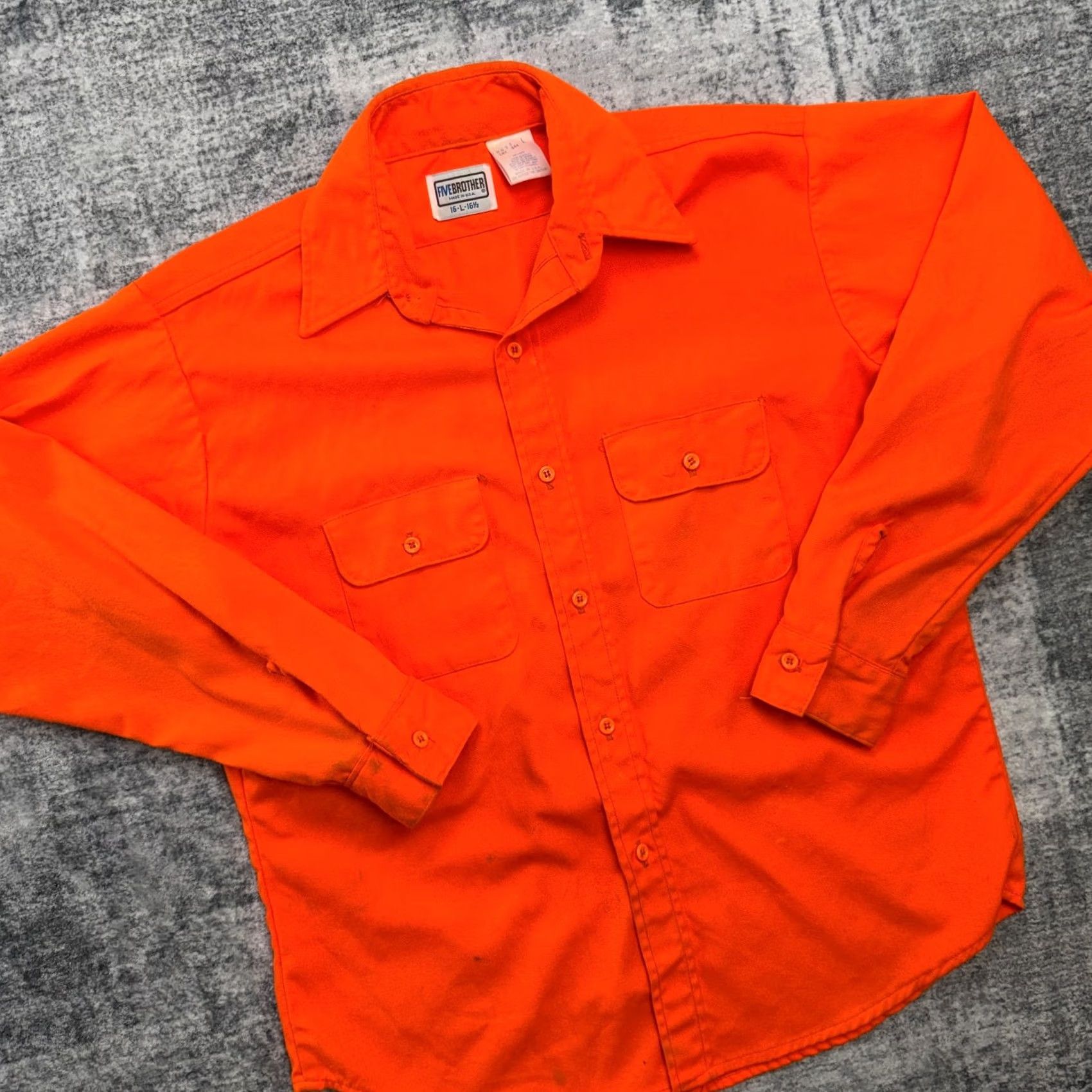 Vintage VTG Five Brothers Flannel Shirt Men Large Blaze Orange High Visibility Hunting Button-Up Jacket Shirt Size US L / EU 52-54 / 3 - 2 Thumbnail