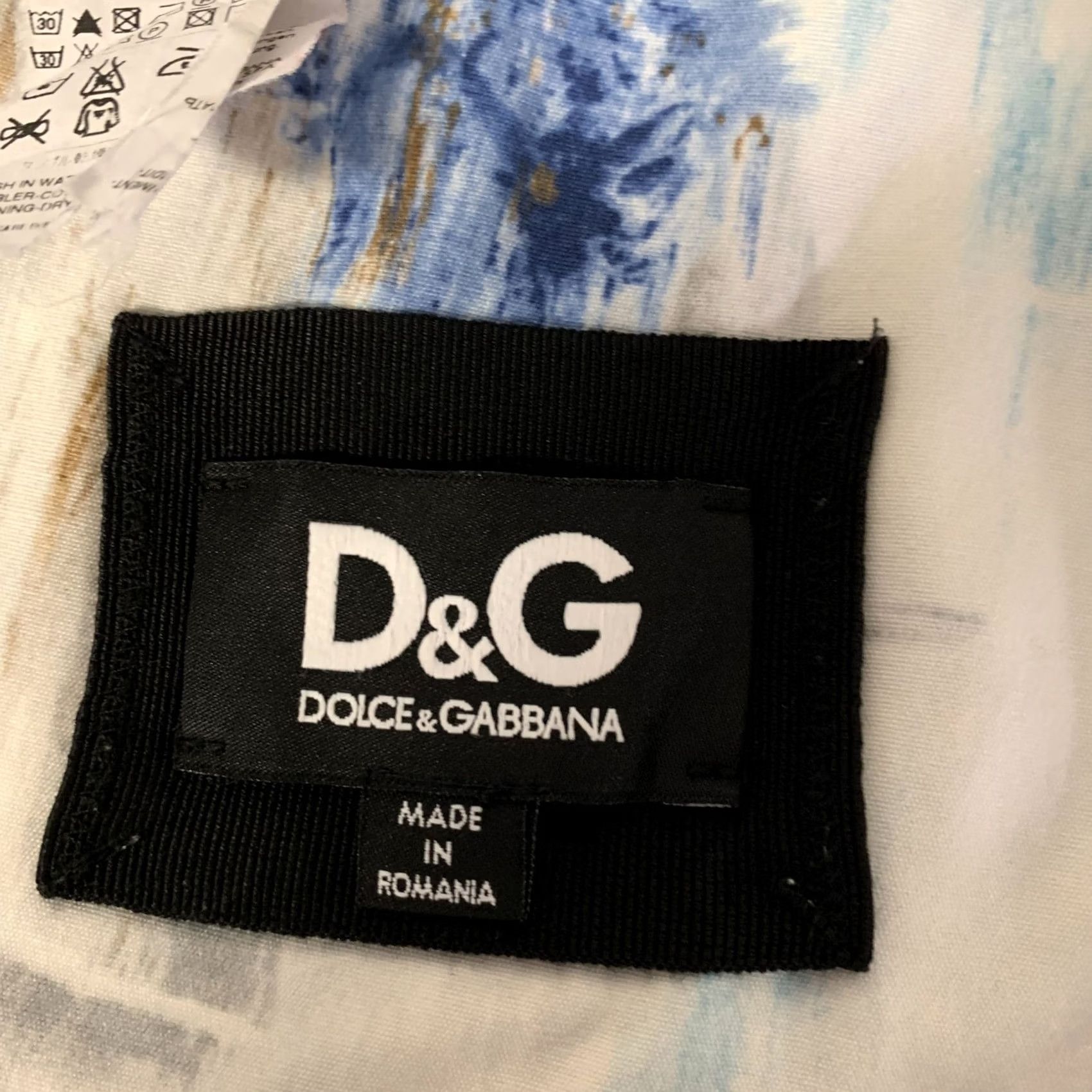 Dolce & Gabbana D&G by DOLCE & GABBANA Sport Coat 44 White Blue Brown Tropical Print Cotton Notch Lapel Men Blazer Size 44R - 6 Thumbnail