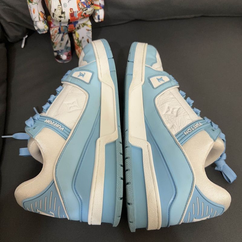 Louis Vuitton Louis Vuitton Blue and White Low-Top Sneakers Size US 8 / IT 38 - 6 Thumbnail