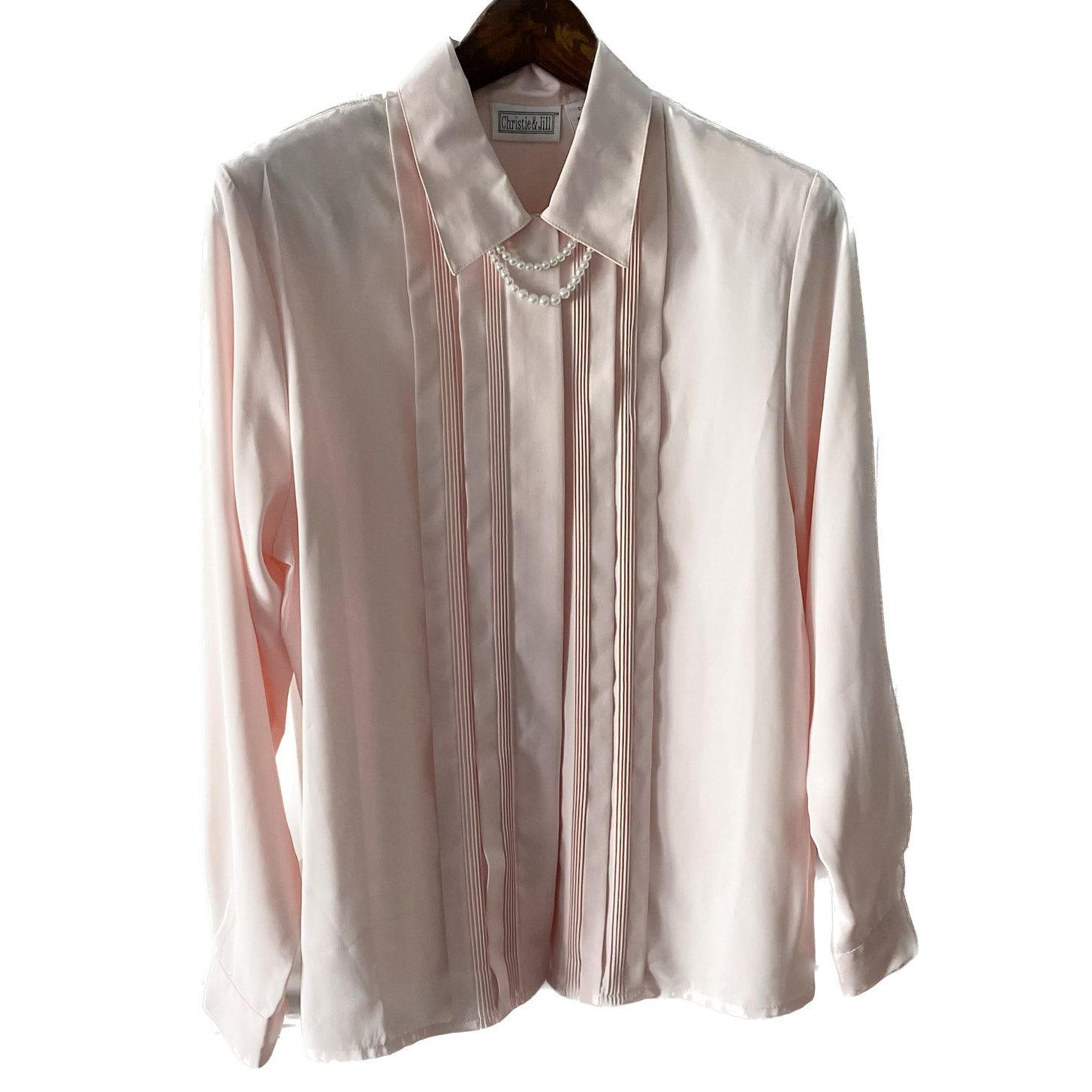 Vintage Vintage pale pink pleated blouse w/ pearl collar M Size M / US 6-8 / IT 42-44 - 2 Thumbnail