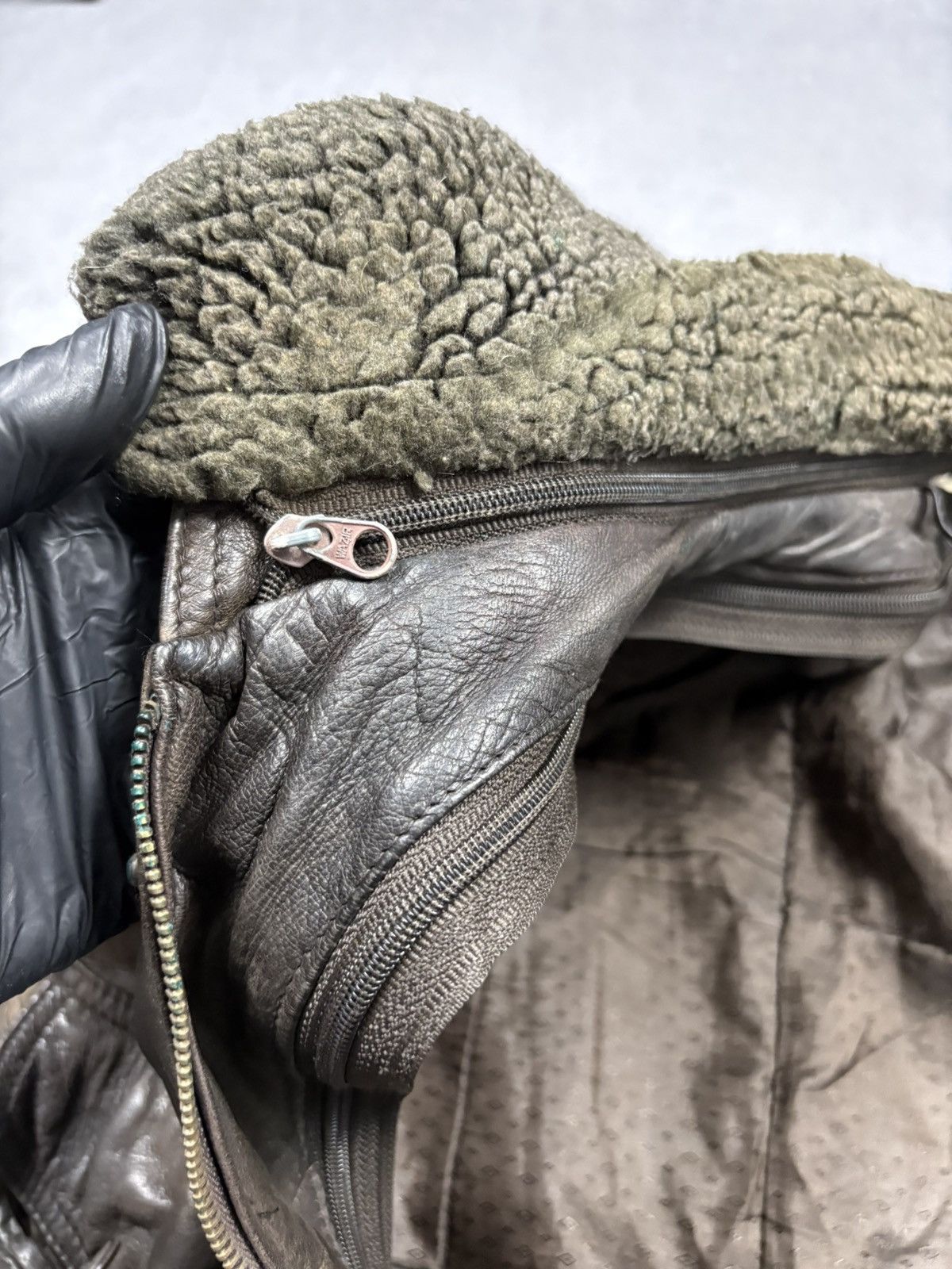 Vintage 80s Vintage Leather Aviator Bomber Jacket Sherpa Lined Size US XL / EU 56 / 4 - 21 Thumbnail