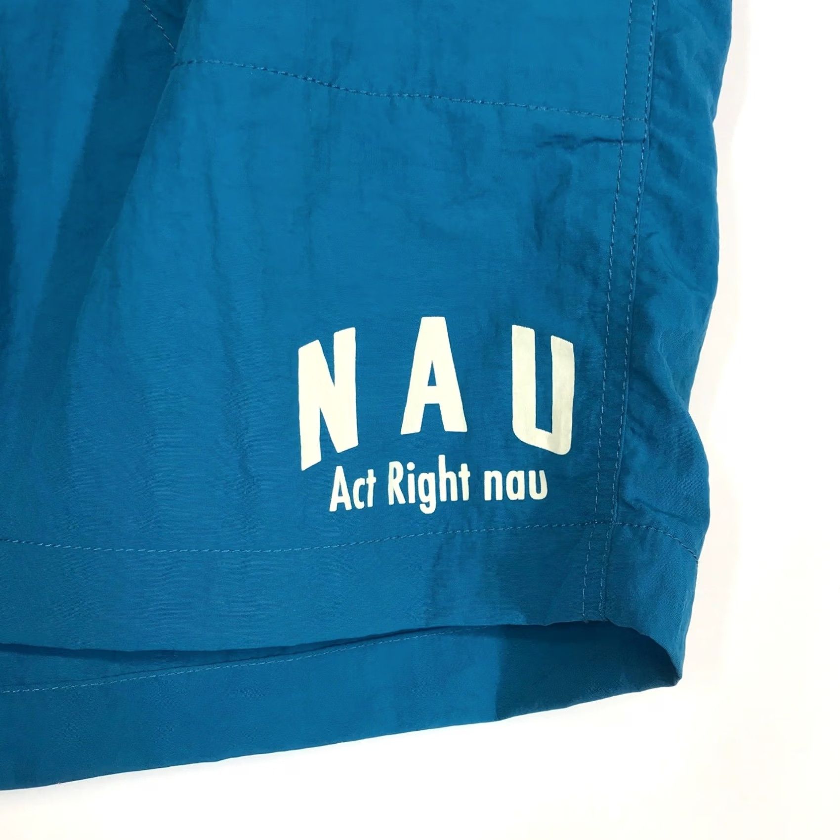 Vintage NAU Men Teal Blue Swim Shorts Active Right Elastic Waist Drawstring Pockets Size ONE SIZE - 4 Thumbnail