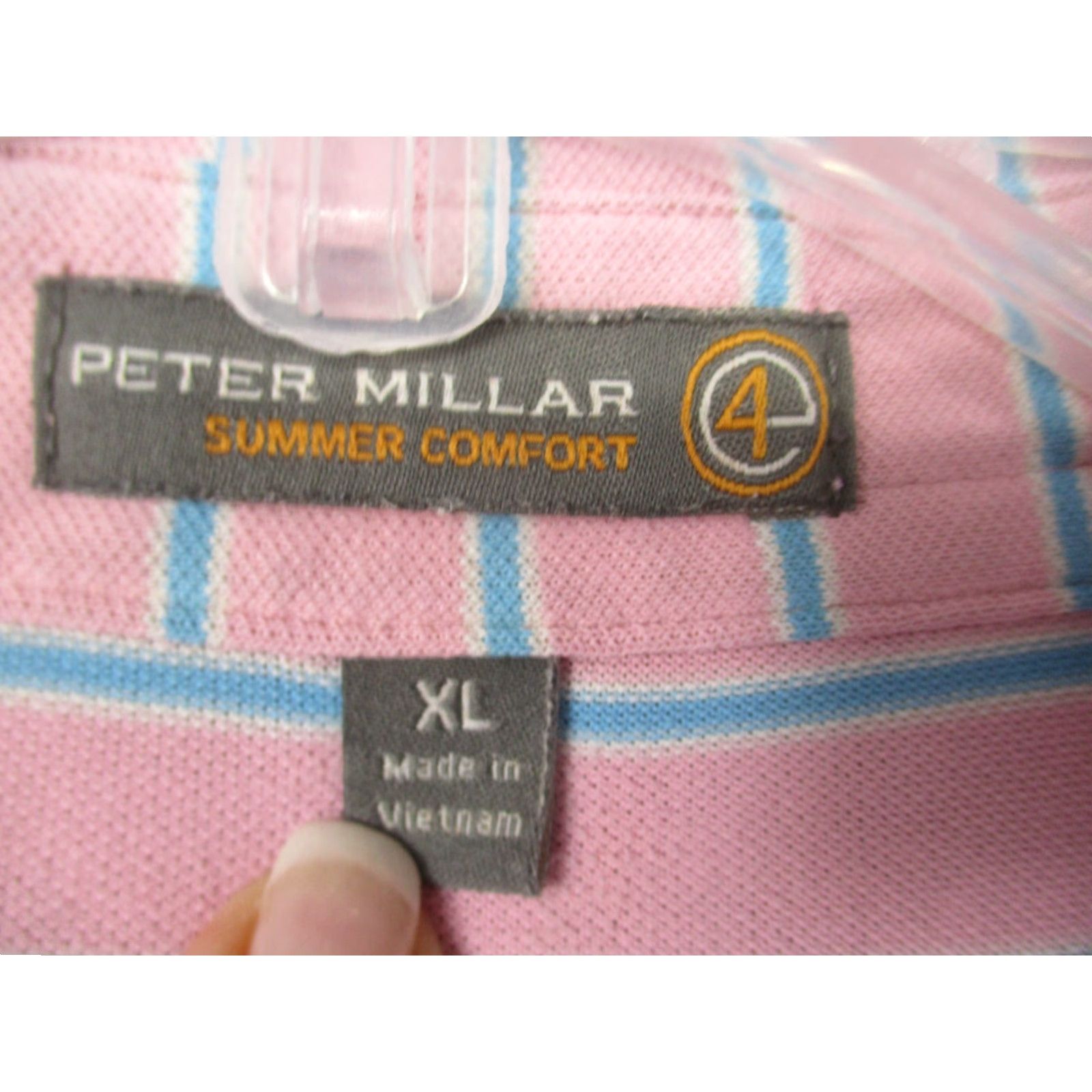 Peter Millar Peter Millar Summer Comfort Polo Shirt XL Pink Stripe Golf Short Sleeve Shirt Mens Size US XL / EU 56 / 4 - 4 Thumbnail