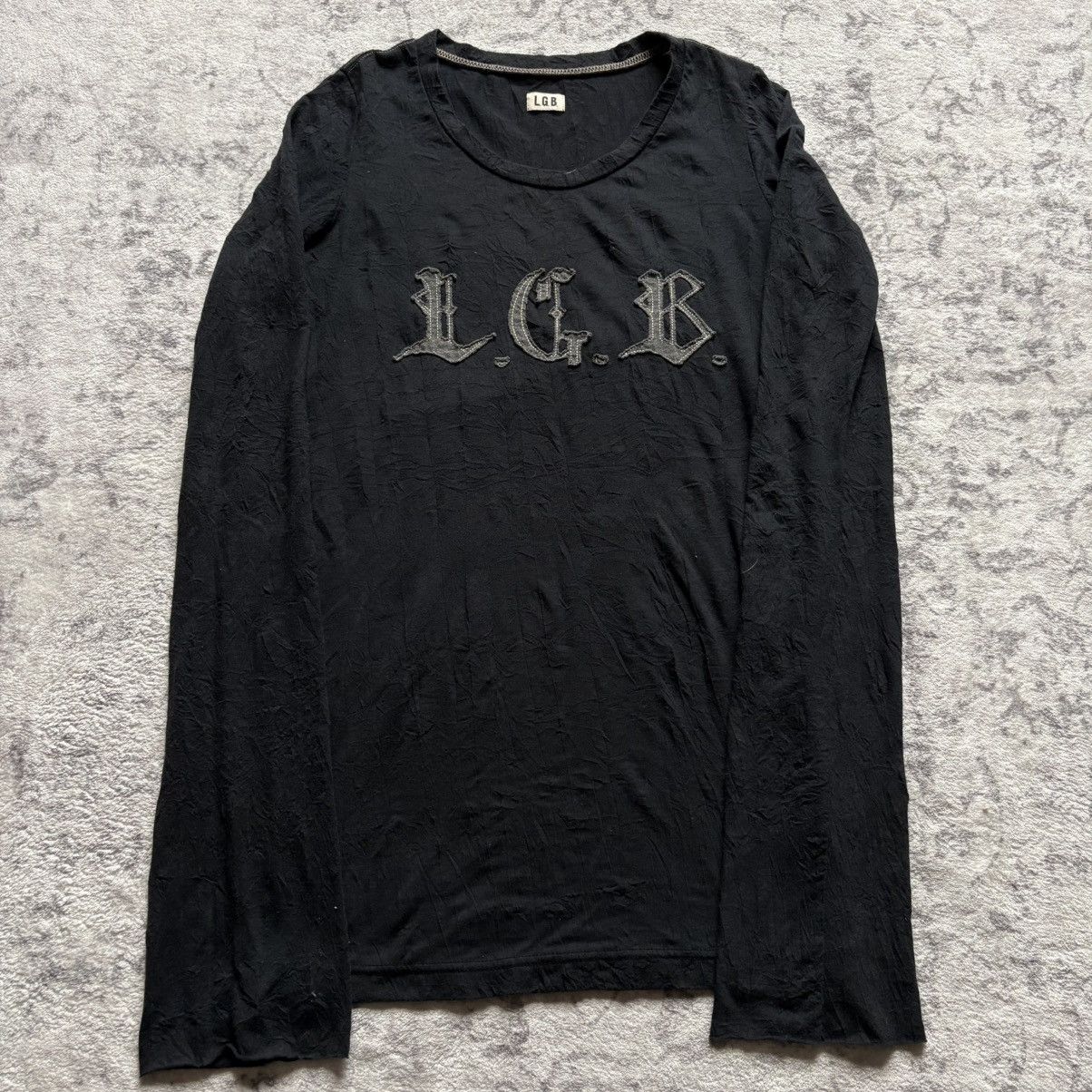 LGB Gothic Font Graphic Long Sleeve T-Shirt Size 0