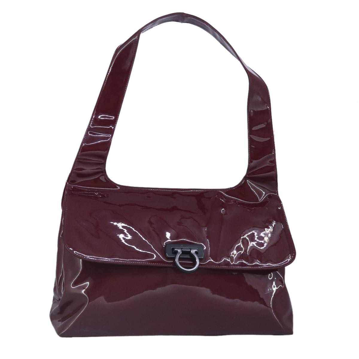 Salvatore Ferragamo Gancini Burgundy Patent Leather Shoulder Bag (Pre-Owned) Size ONE SIZE - 1 Thumbnail