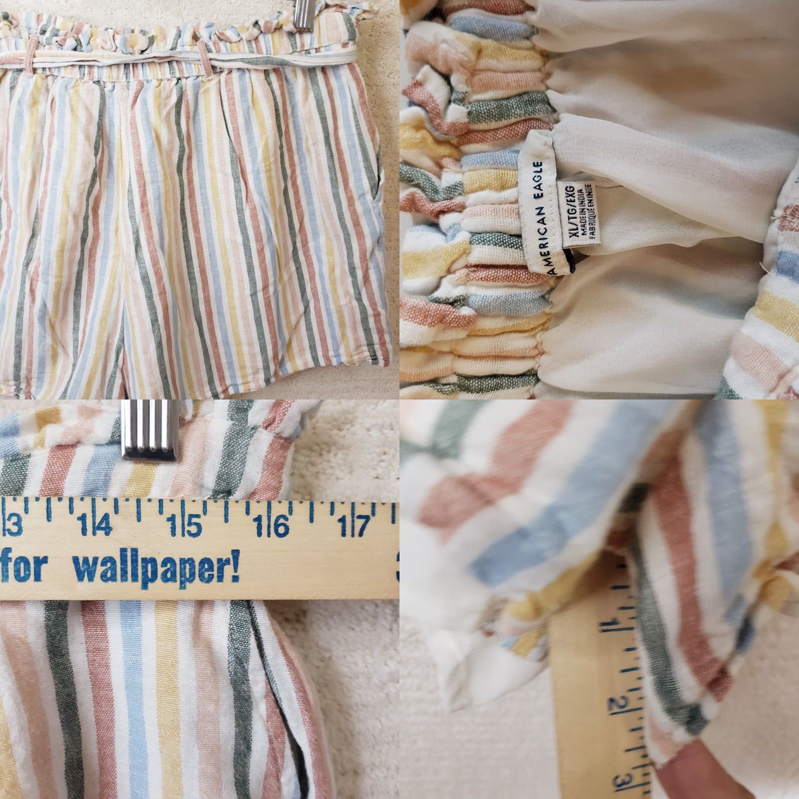 American Eagle Outfitters American Eagle Outfitters Shorts Multicolor Stripe Drawstring Elastic Waist XL Women Size 24" / US 00 / IT 34 - 8 Thumbnail