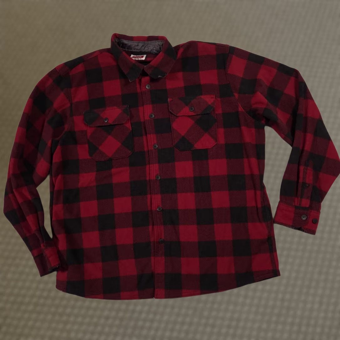 Wrangler Wrangler Shirt Mens XL Red Buffalo Plaid Flannel Shacket Side Pockets Work Size US XL / EU 56 / 4 - 1 Thumbnail