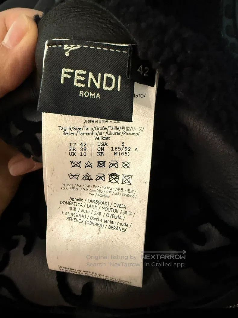 Fendi Fendi Black shearling coat with full logo design, metal zi Size S / US 4 / IT 40 - 8 Thumbnail