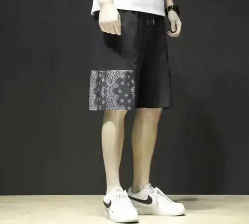 Other 20SS Indigo Union Japan Black Bandana Patchwork Shorts Size US 31 - 4 Thumbnail