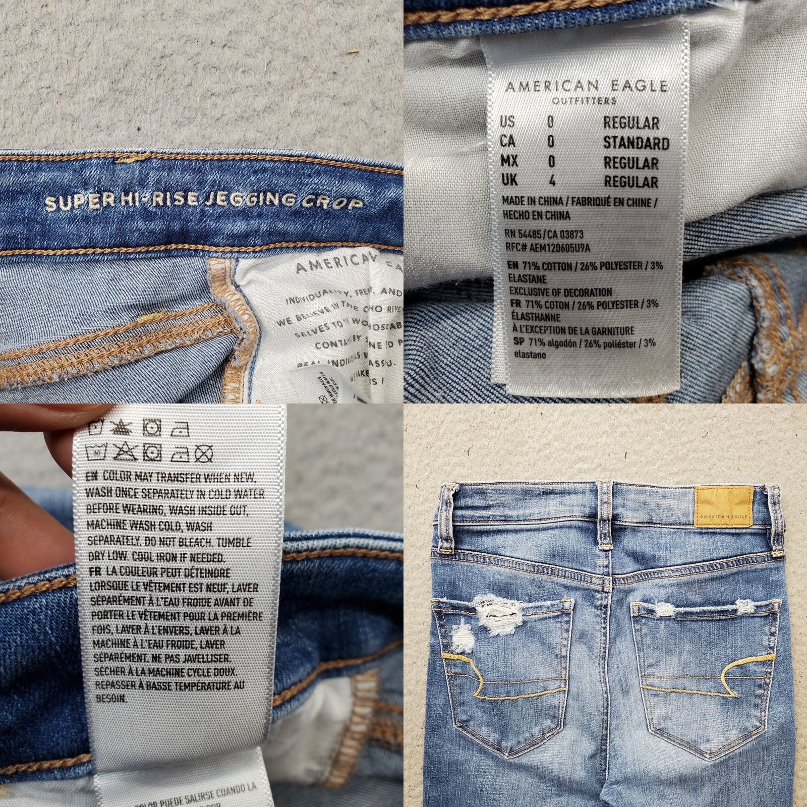 American Eagle Outfitters American Eagle Jeans Womens 0 Blue Distressed Super Hi-Rise Skinny Crop Jegging Size 25" / US 0 / IT 36 - 8 Thumbnail