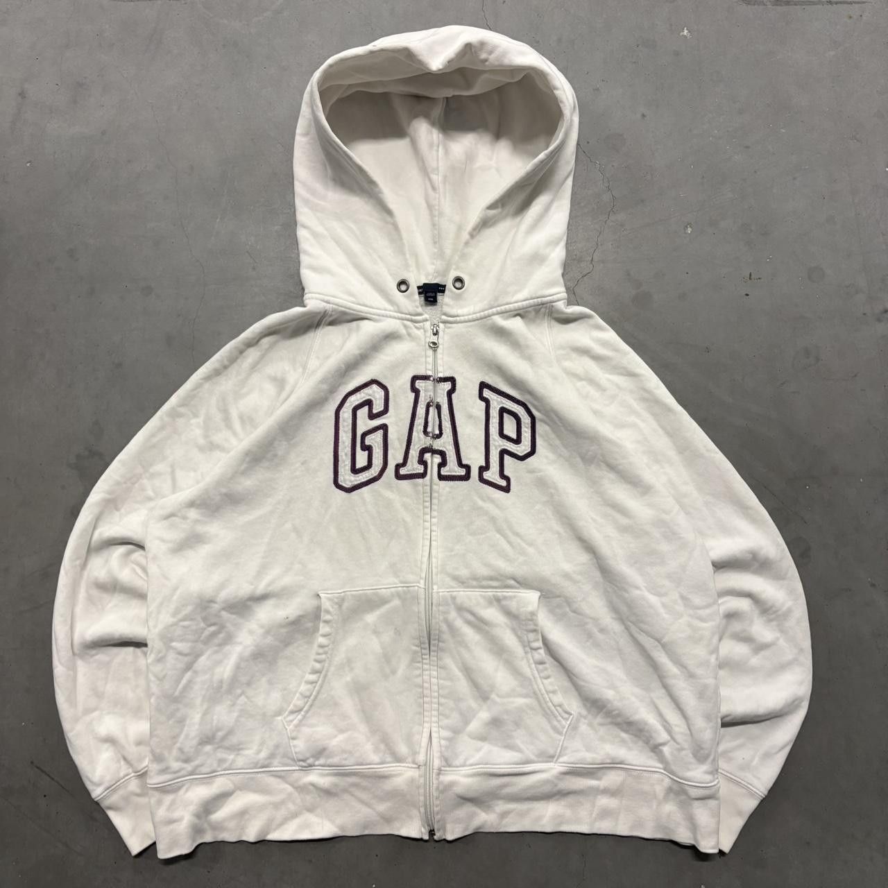 Gap Crazy Vintage Y2K/2000s Gap White Zipup Hoodie! Size US XXL / EU 58 / 5 - 1 Thumbnail