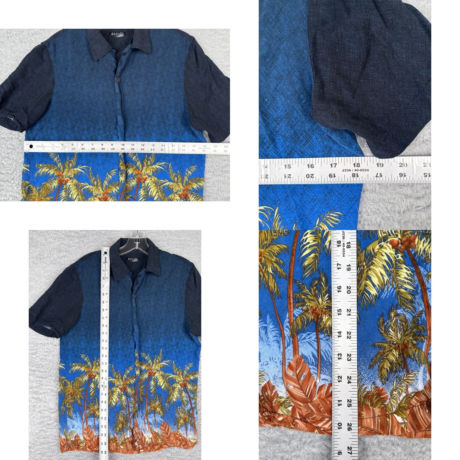 George George Shirt Adult Small Blue Coconut Palm Tree Button Up Hawaiian Rayon Size US S / EU 44-46 / 1 - 8 Thumbnail